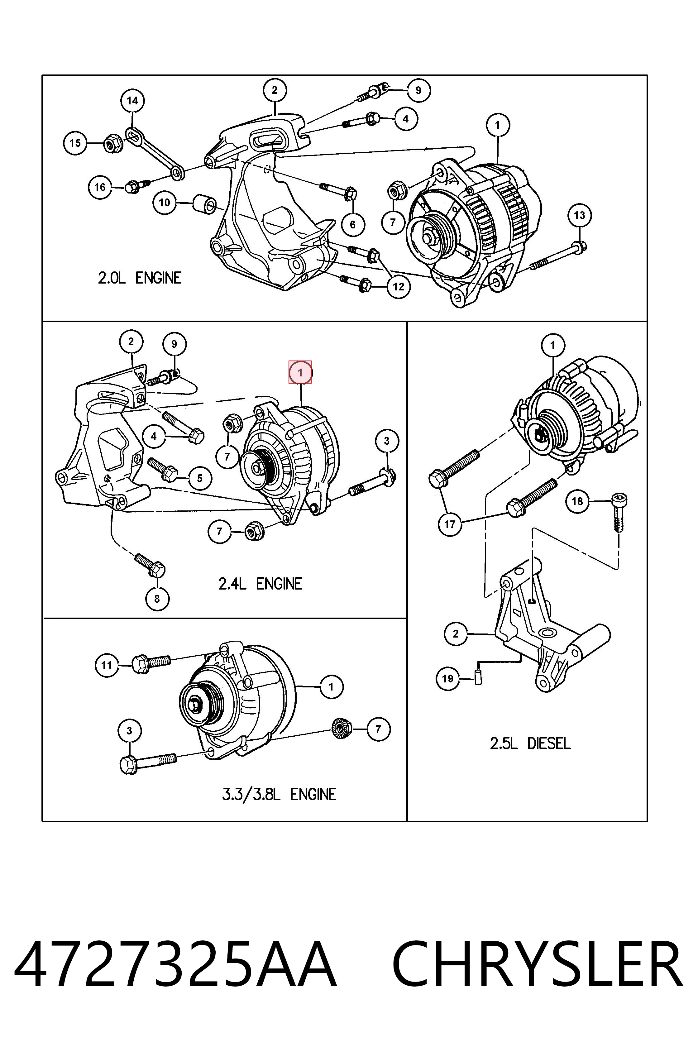 4727325AA Chrysler Alternador de coche