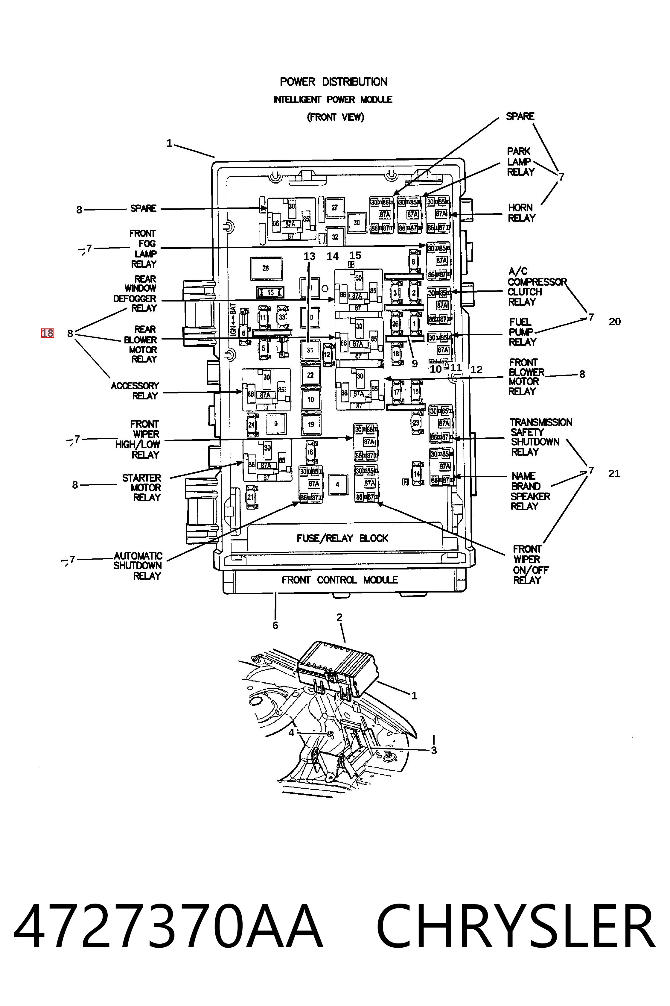 4727370AA Chrysler Relé de faro