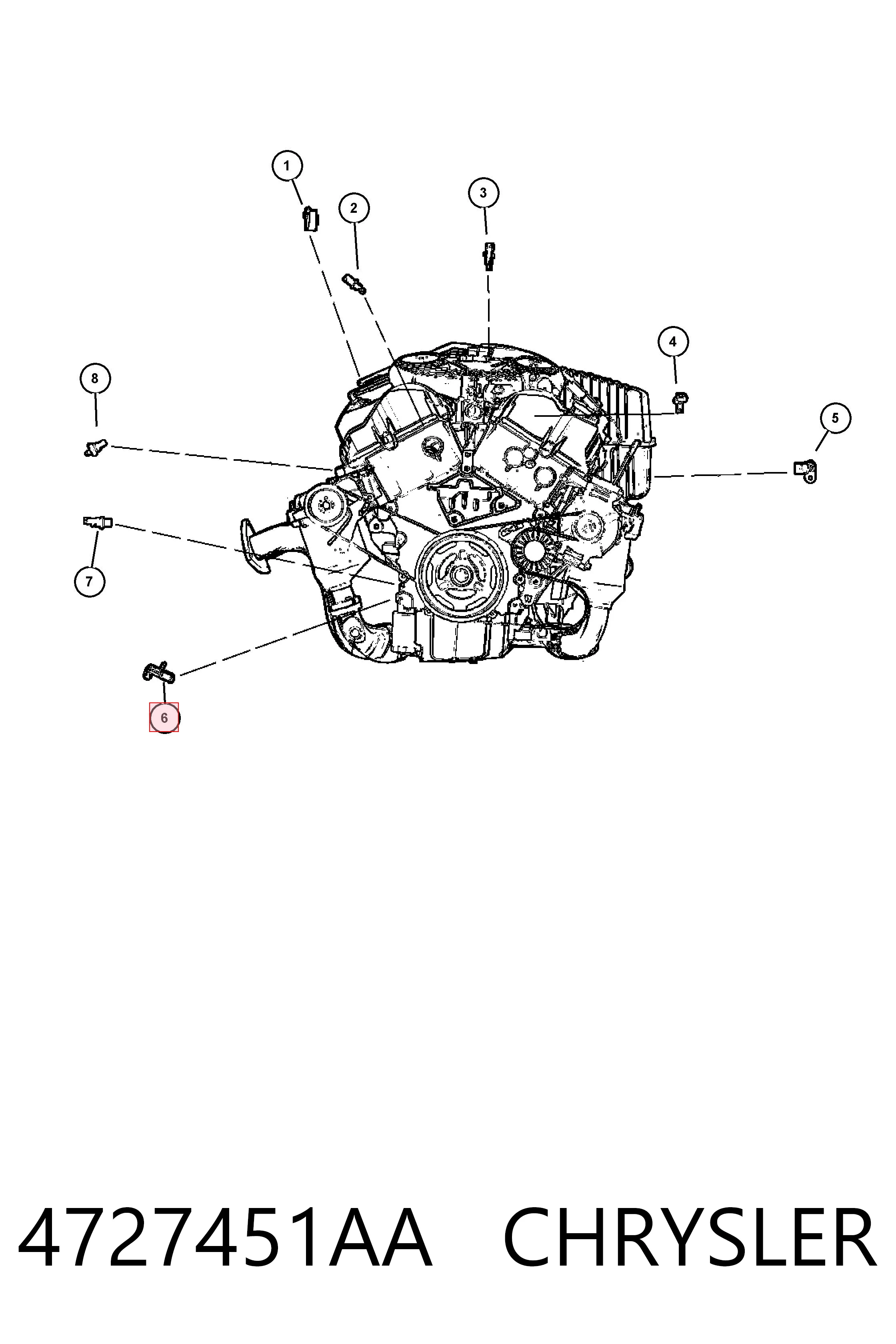 4727451AA Chrysler Sensor de posición del cigüeñal