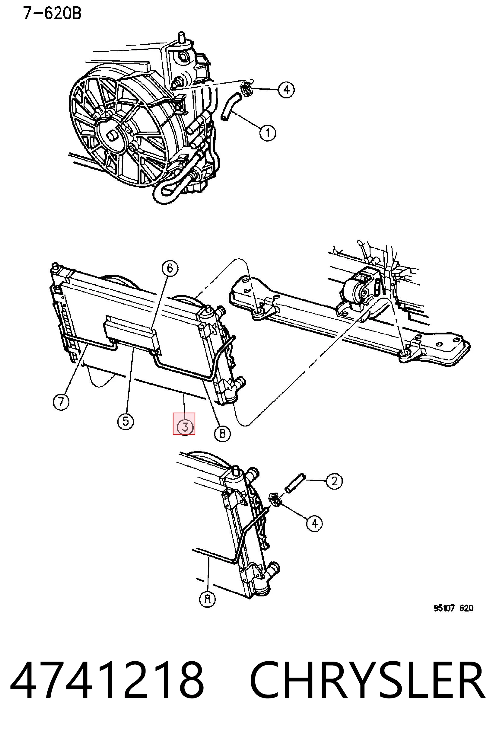 Condensador de aire acondicionado 4741218 CHRYSLER