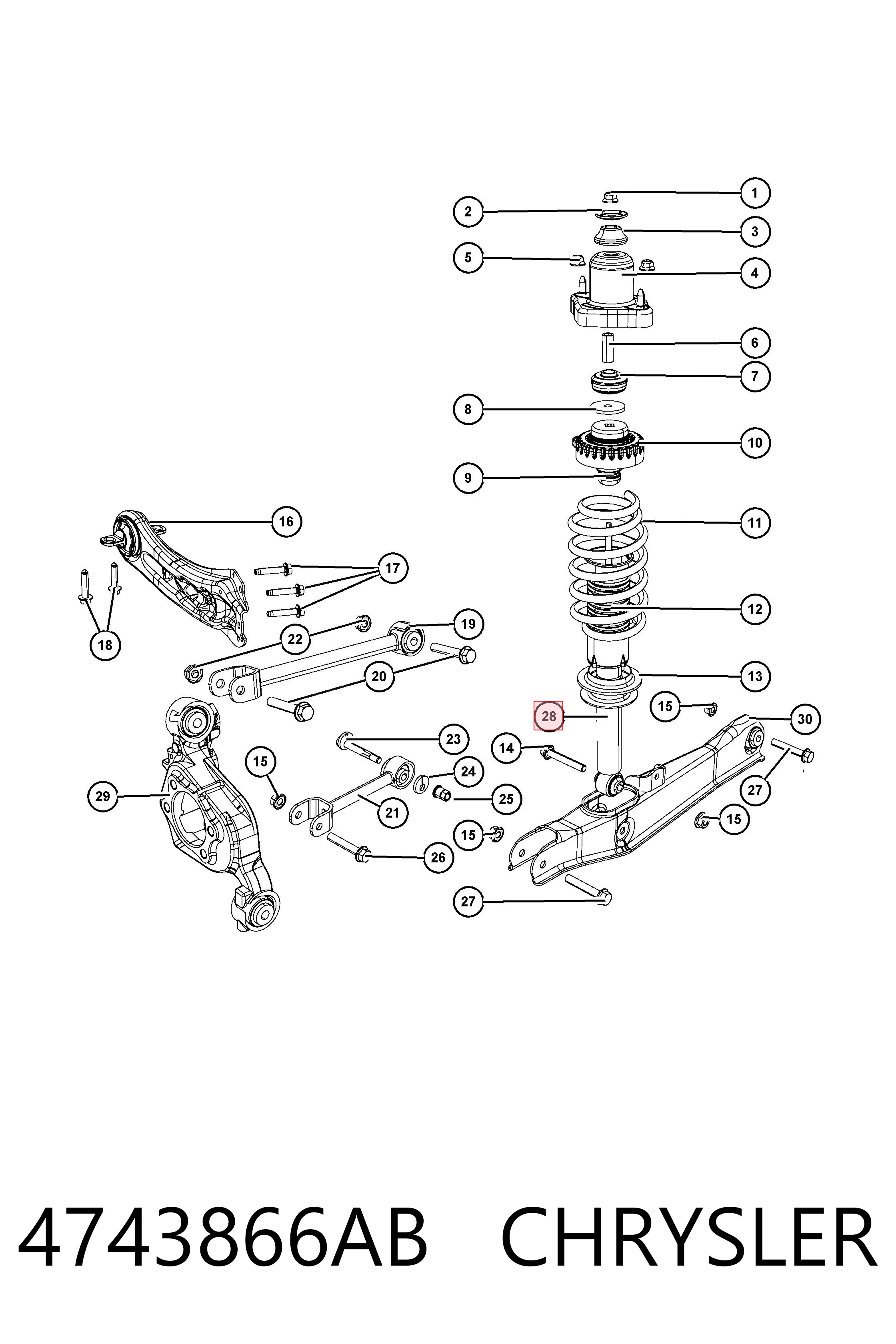 4743866AB Chrysler Amortiguadores posteriores