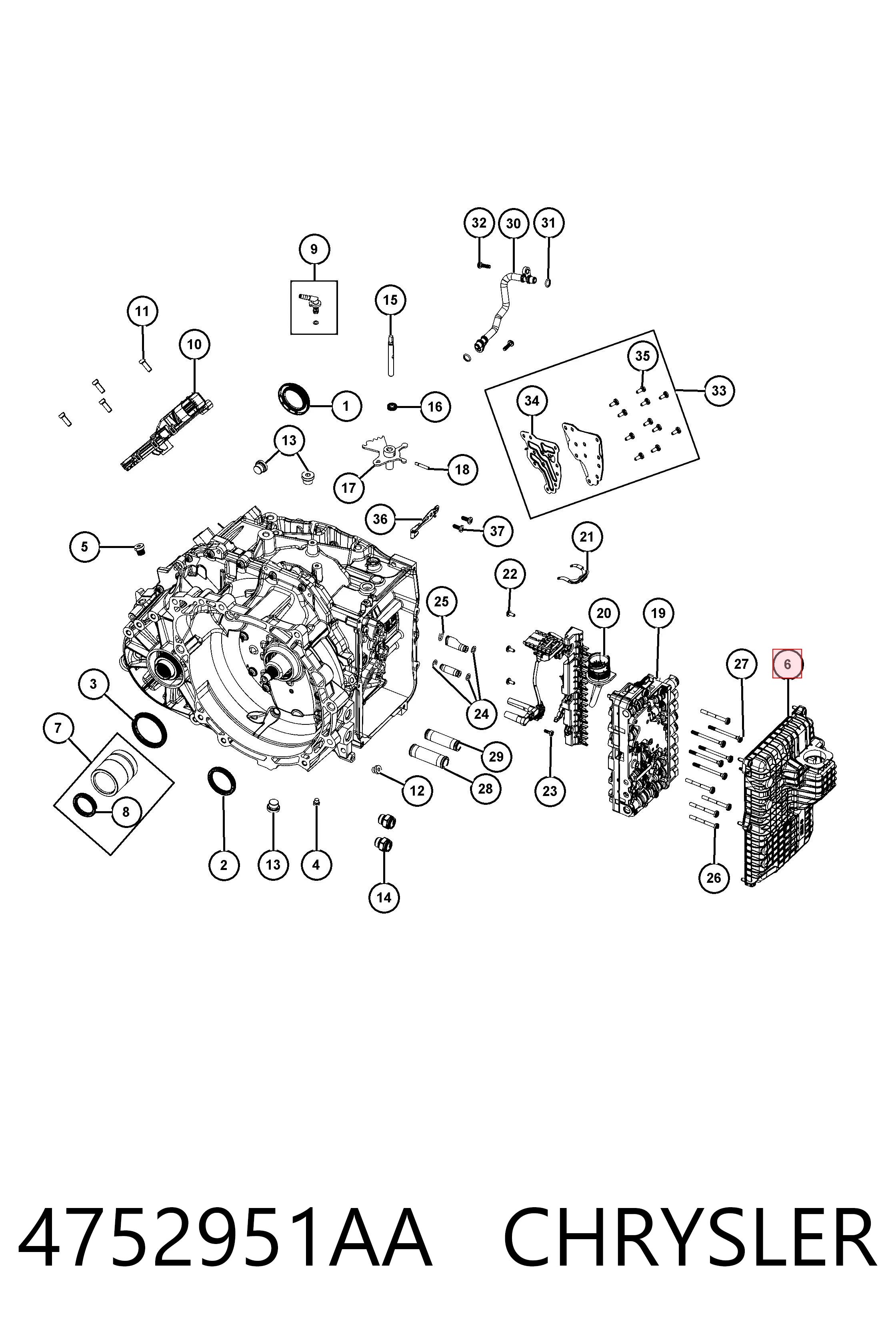 4752951AA Chrysler Carter caja de cambios automatica