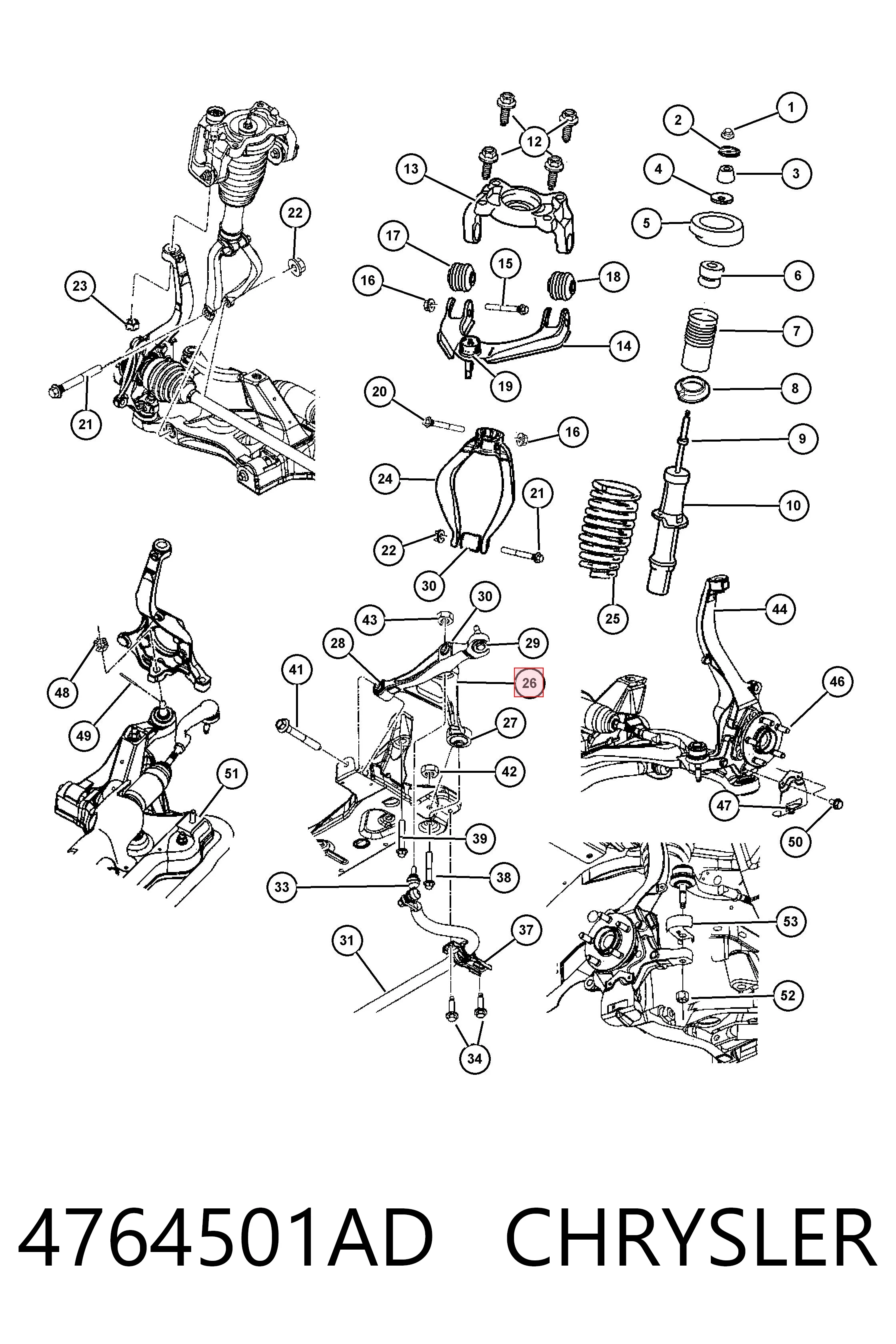 4764501AD Chrysler Brazo inferior izquierdo de la suspensión delantera