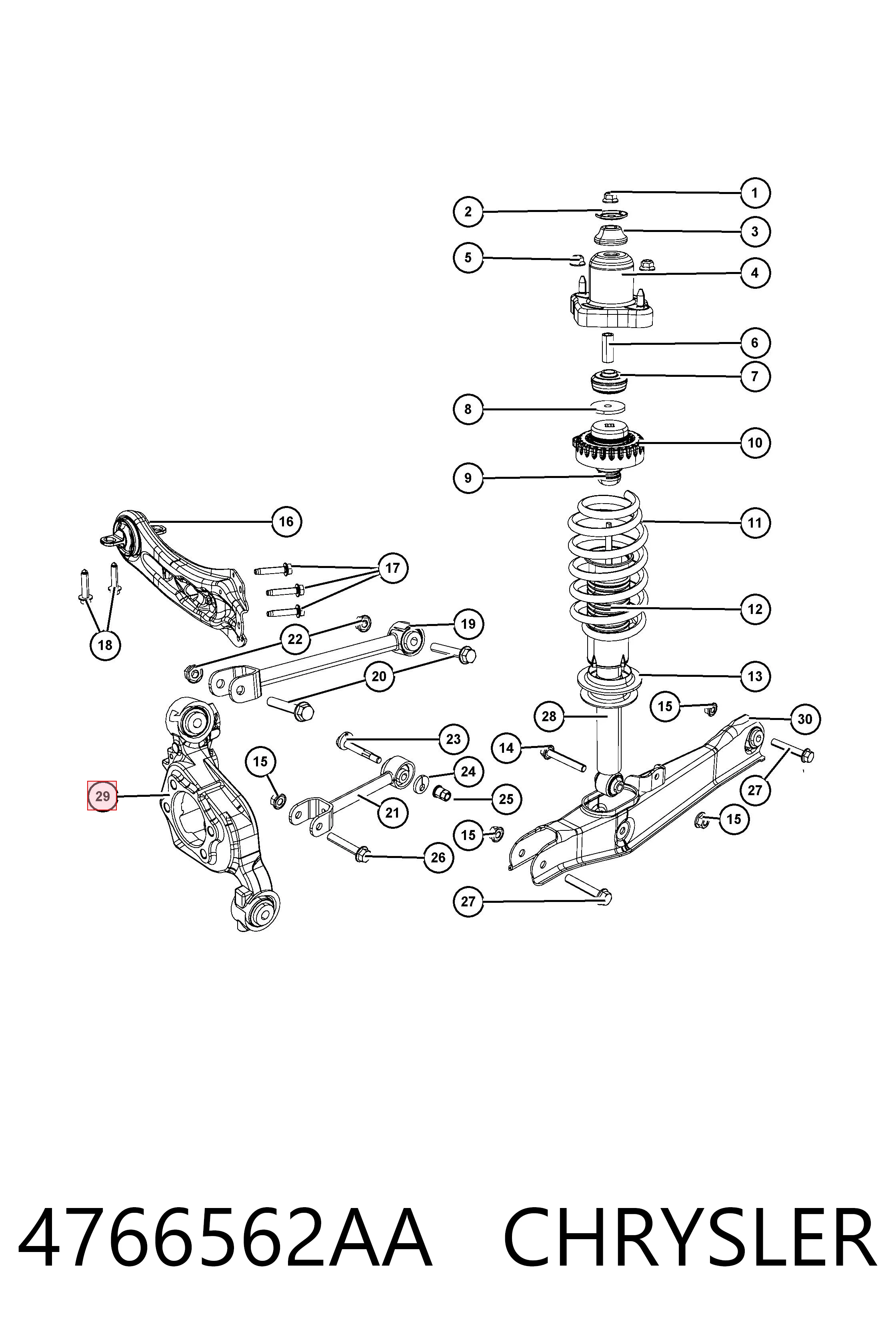 4766562AA Chrysler Mangueta trasera derecha