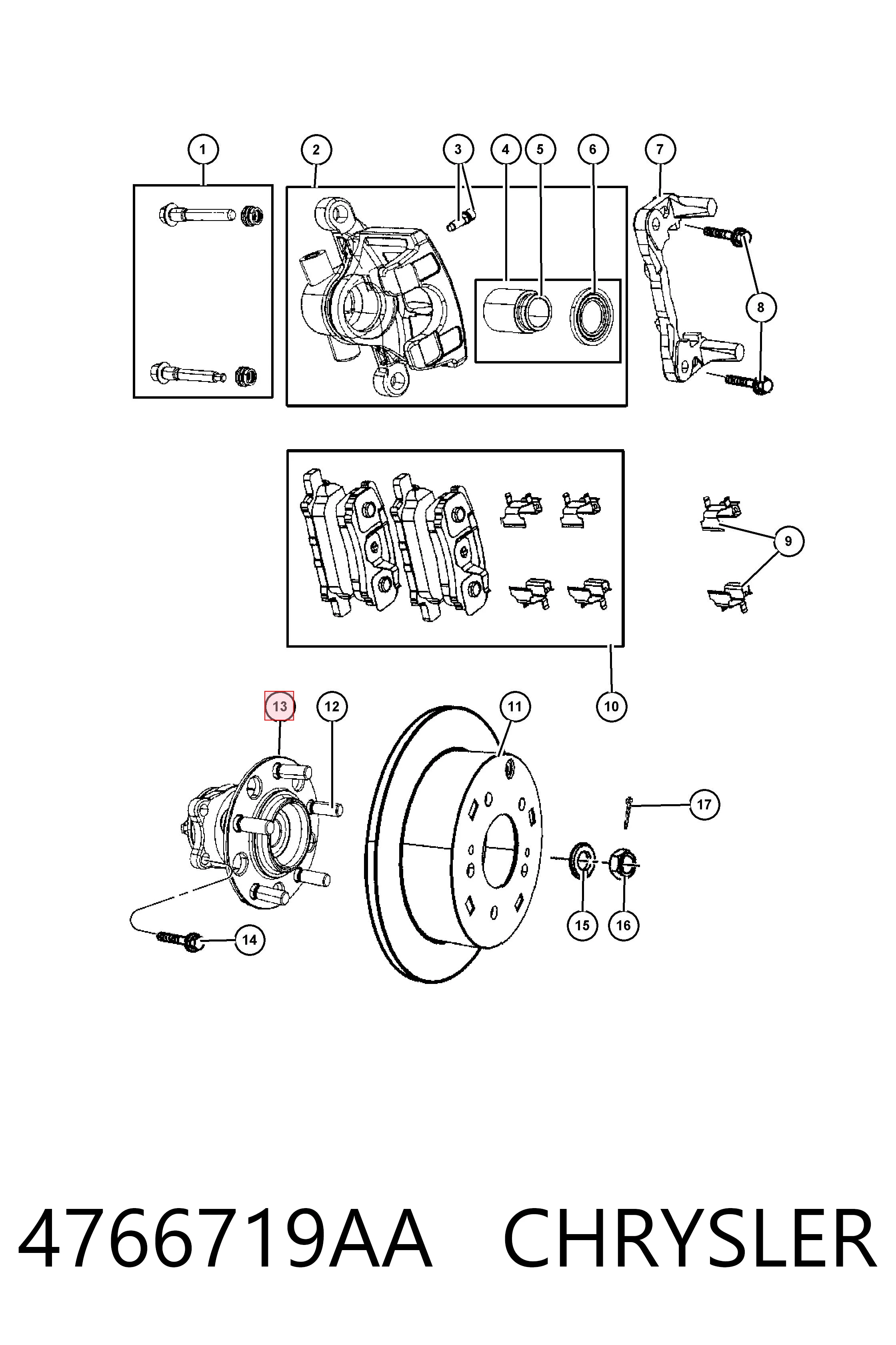 4766719AA Chrysler Buje de rueda trasero