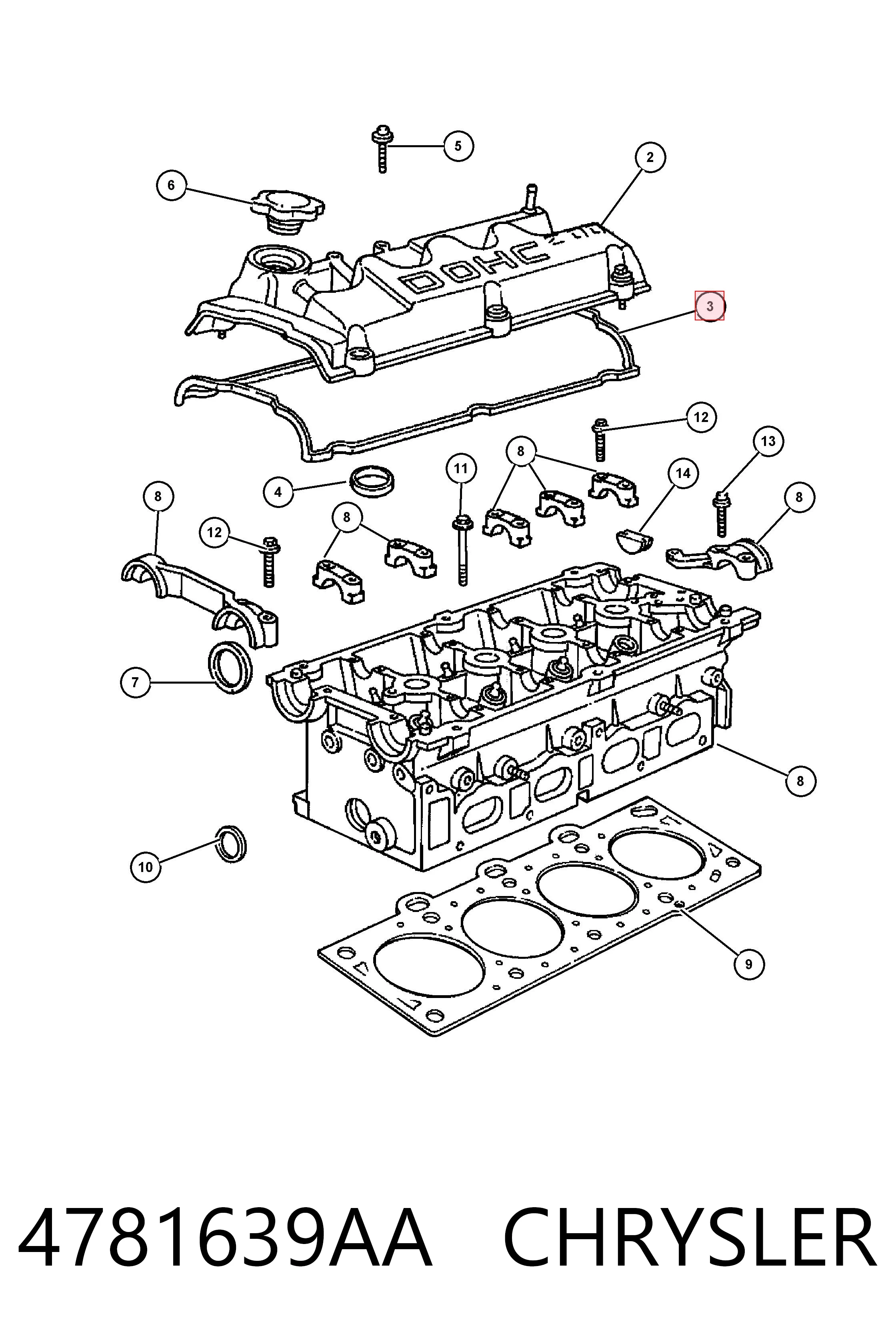Junta tapa de balancines K04781639AB Fiat/Alfa/Lancia