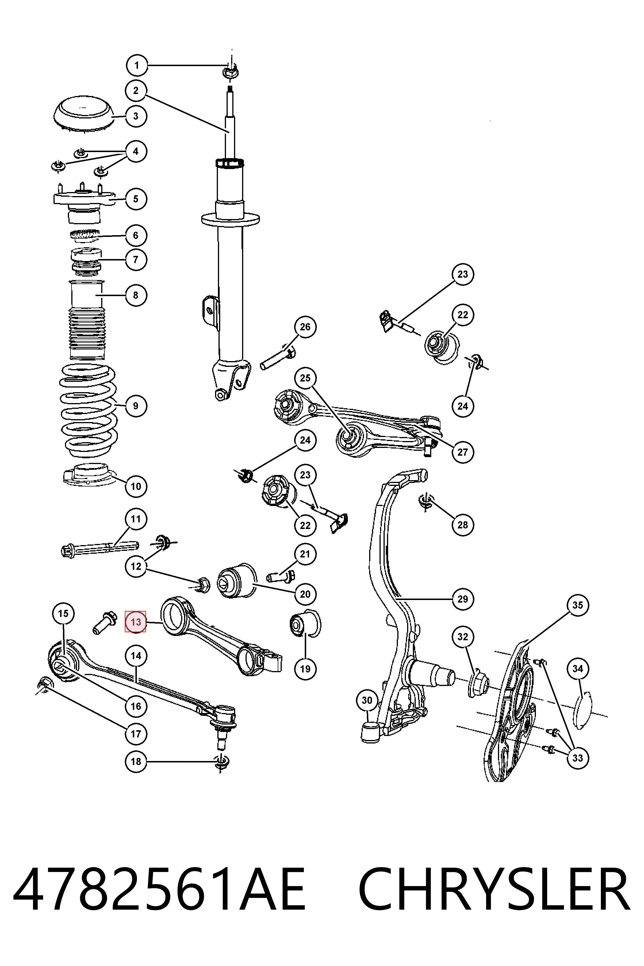 4782561AE Chrysler Brazo inferior izquierdo/derecho de suspensión delantera