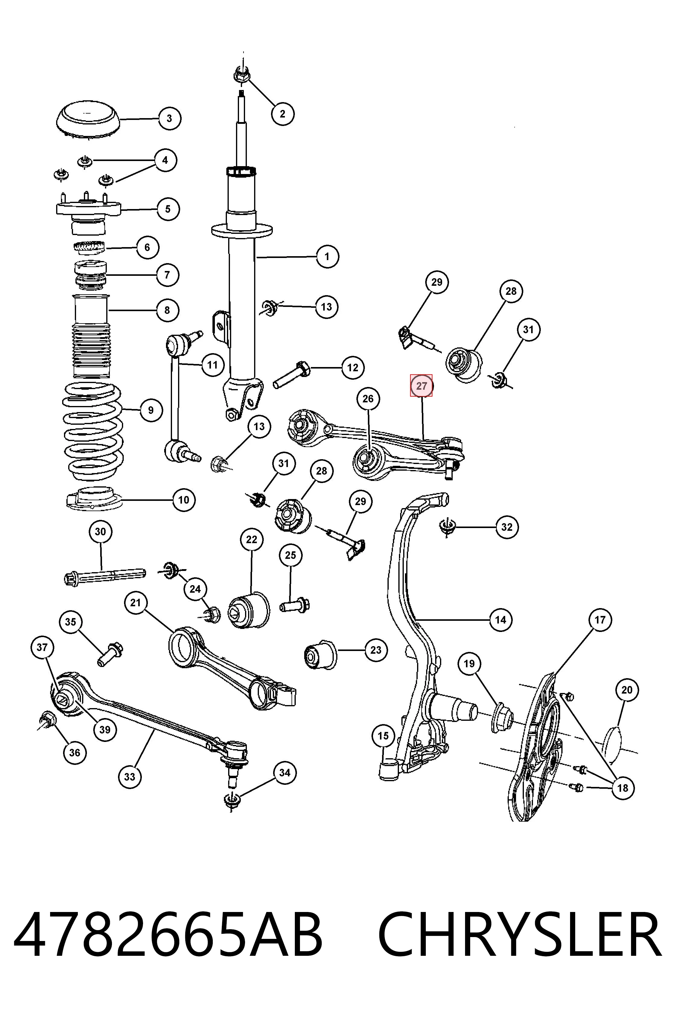 4782665AB Chrysler Trapecio de suspensión delantera, superior izquierda
