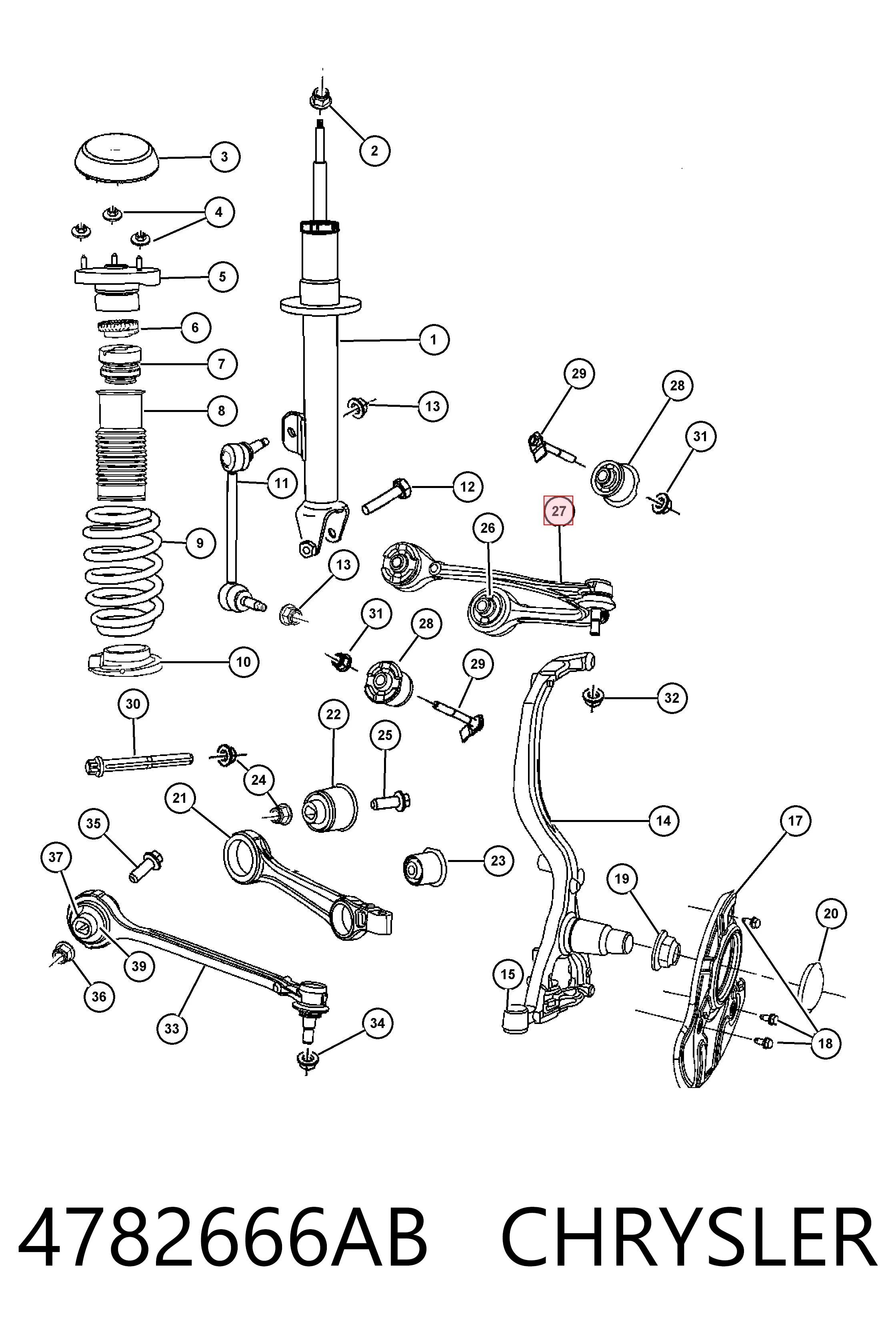 4782666AB Chrysler Brazo superior derecho de la suspensión delantera