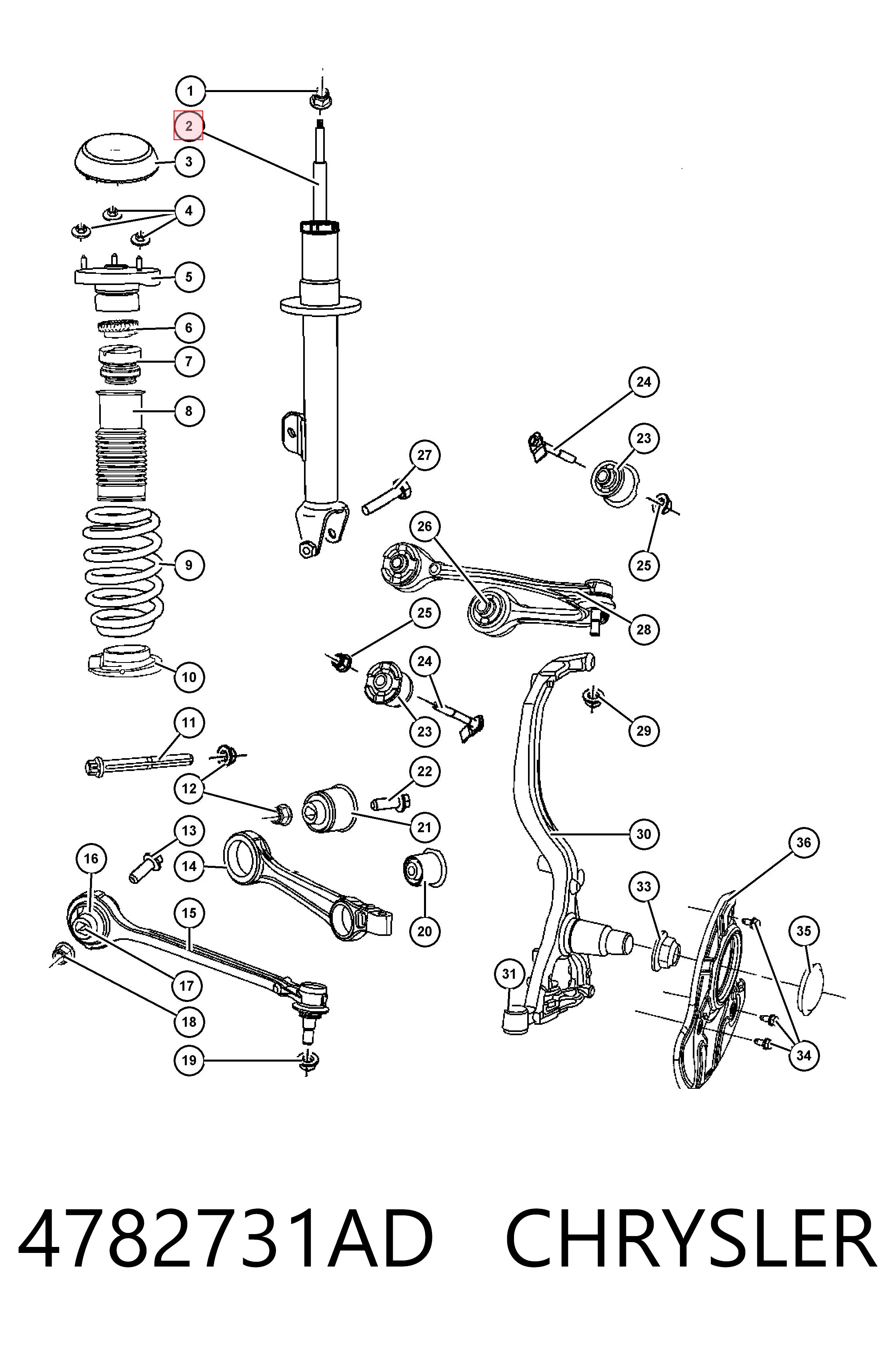 4782731AD Chrysler Amortiguador frontal izquierdo
