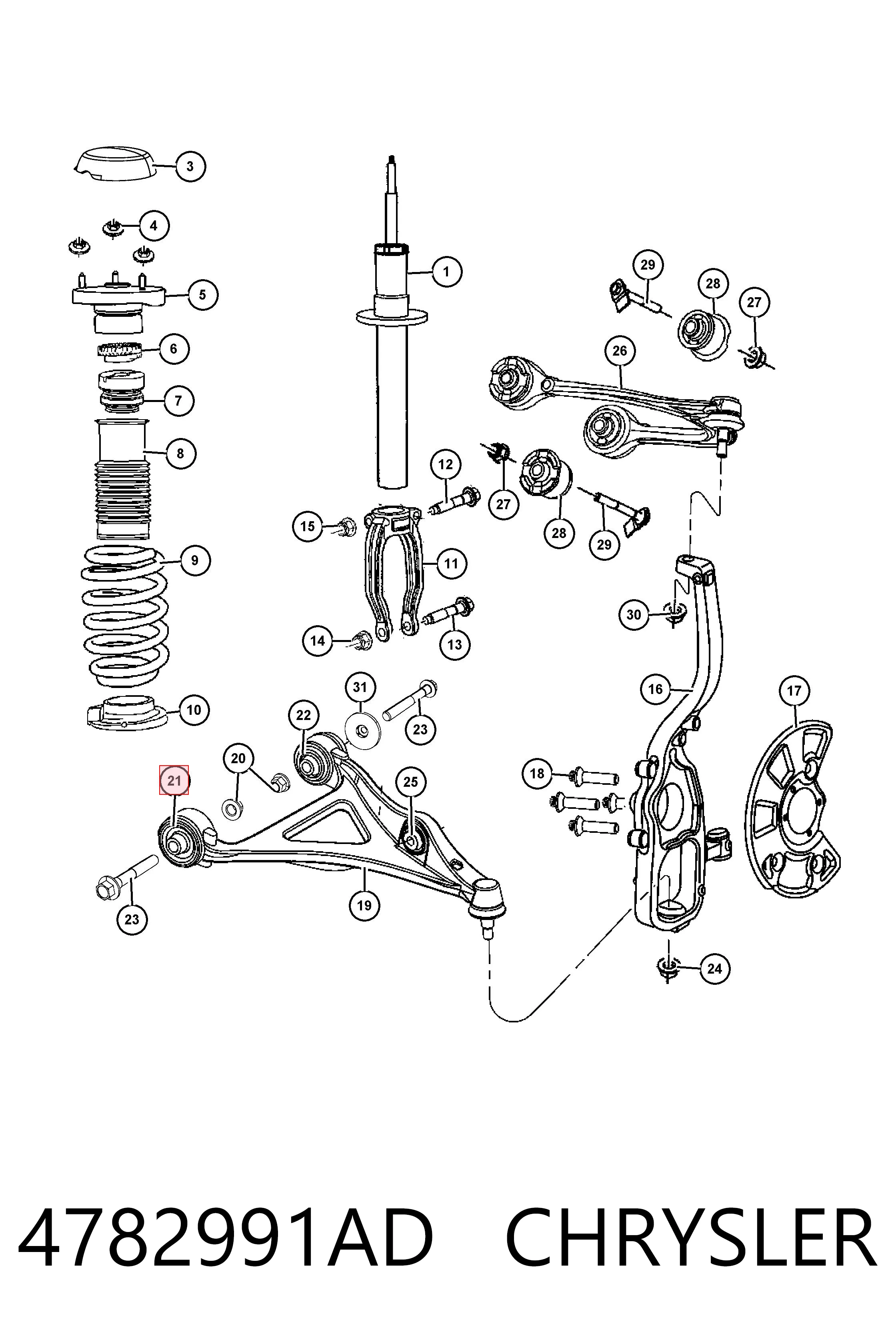 4782991AD Chrysler Silentblock de brazo de suspensión delantero inferior