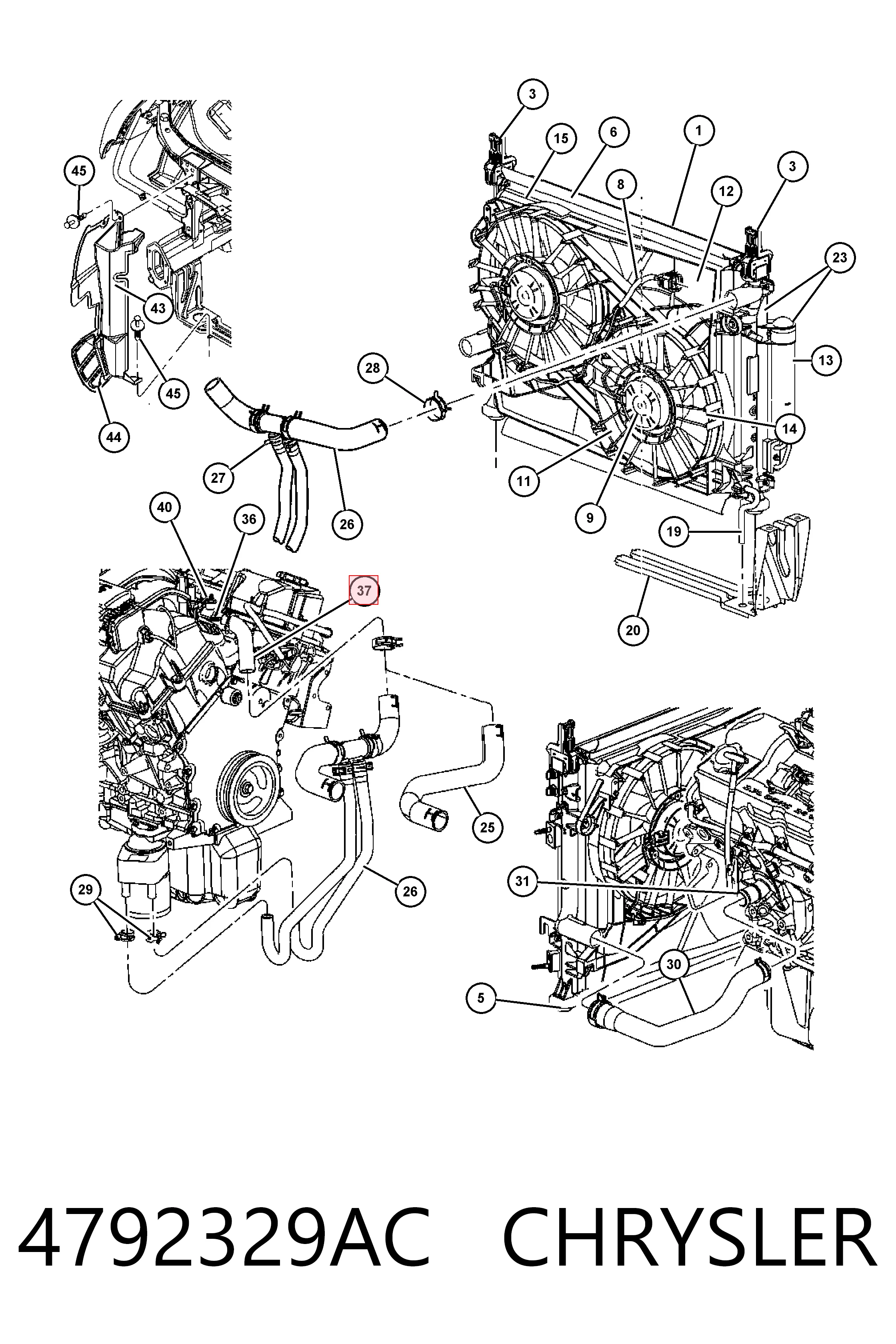 Carcasa del termostato 4792329AC CHRYSLER
