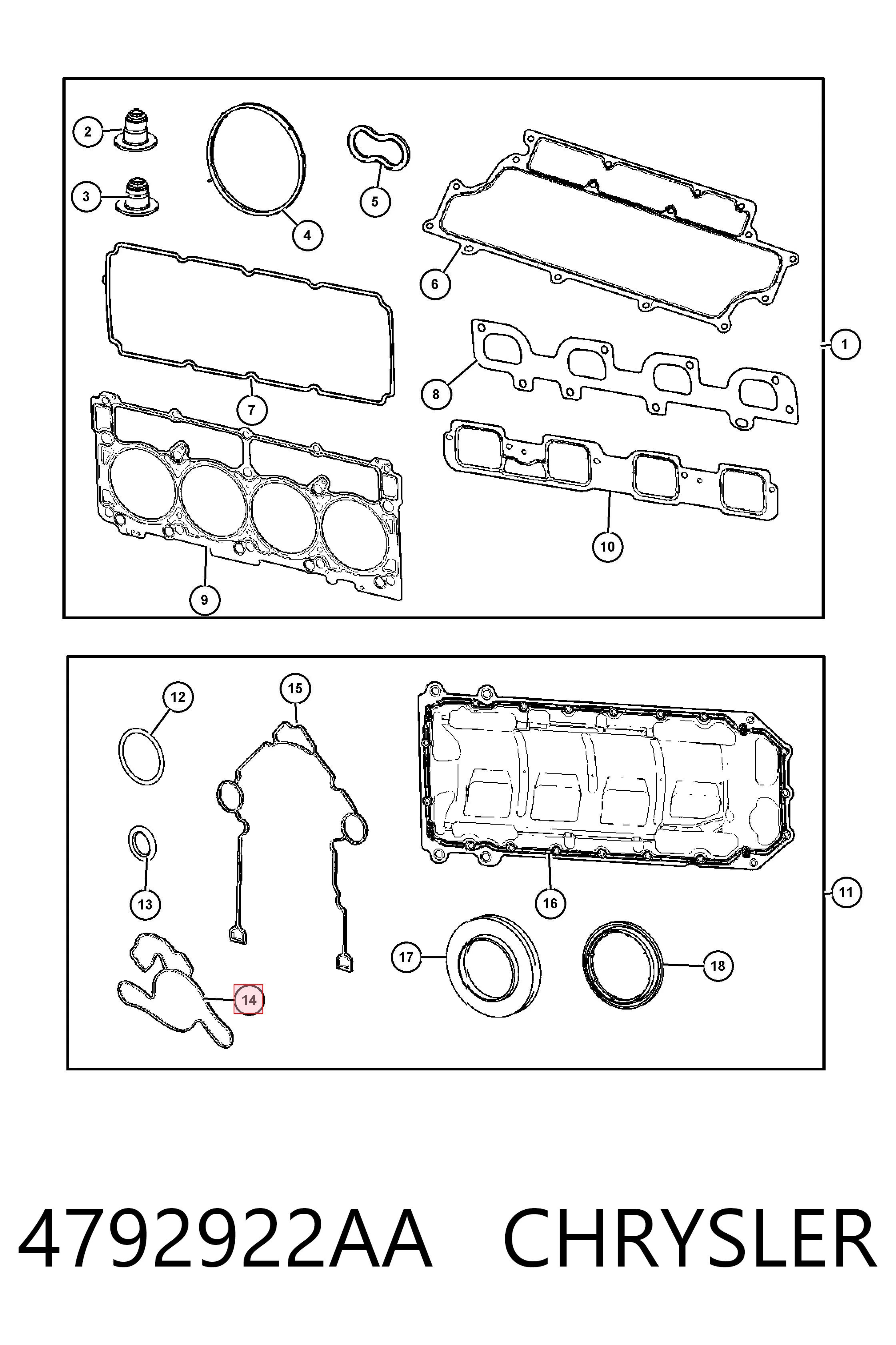 4792922AA Chrysler Junta de bomba de agua