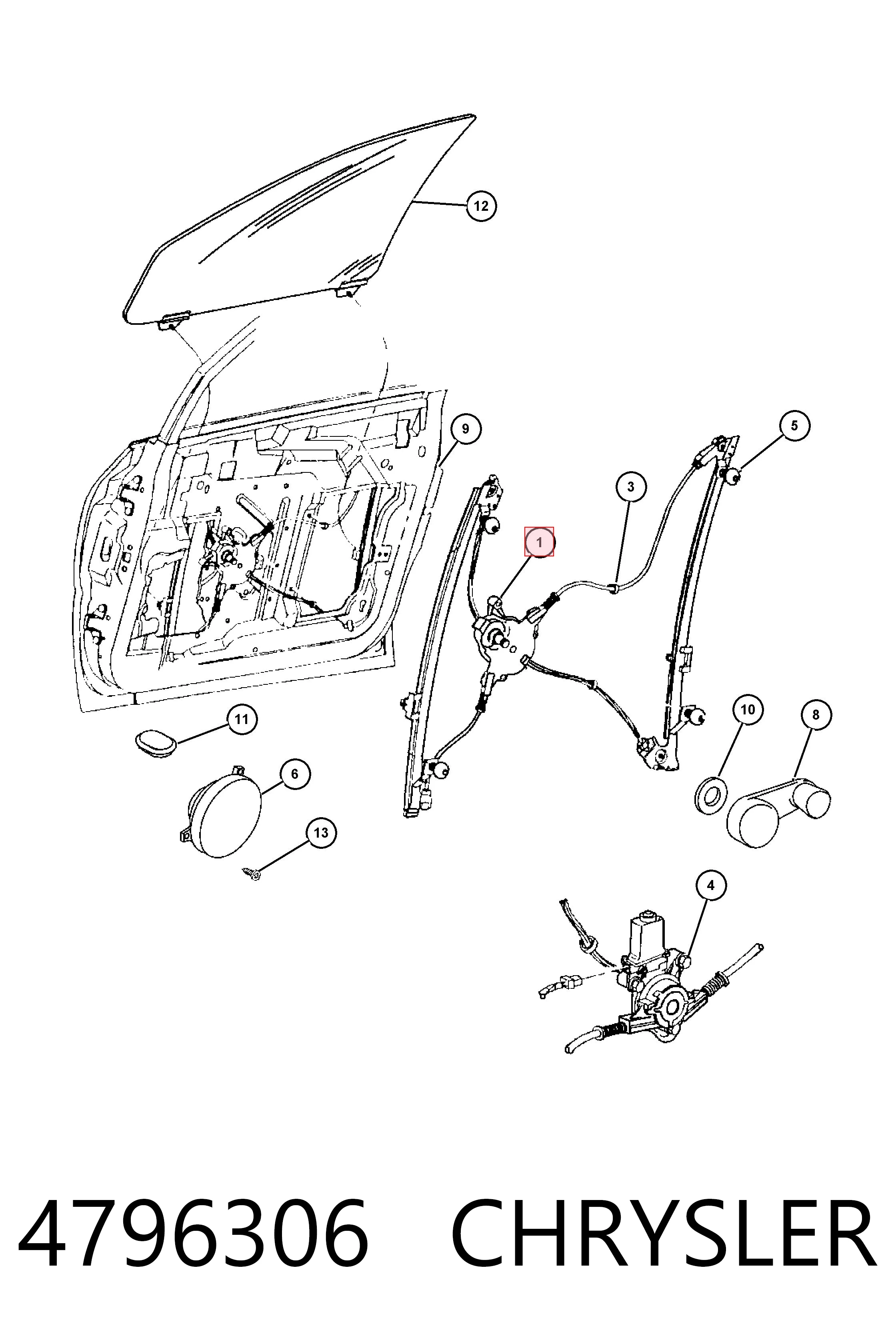 Mecanismo levanta, puerta delantera derecha para Chrysler Voyager I ES 