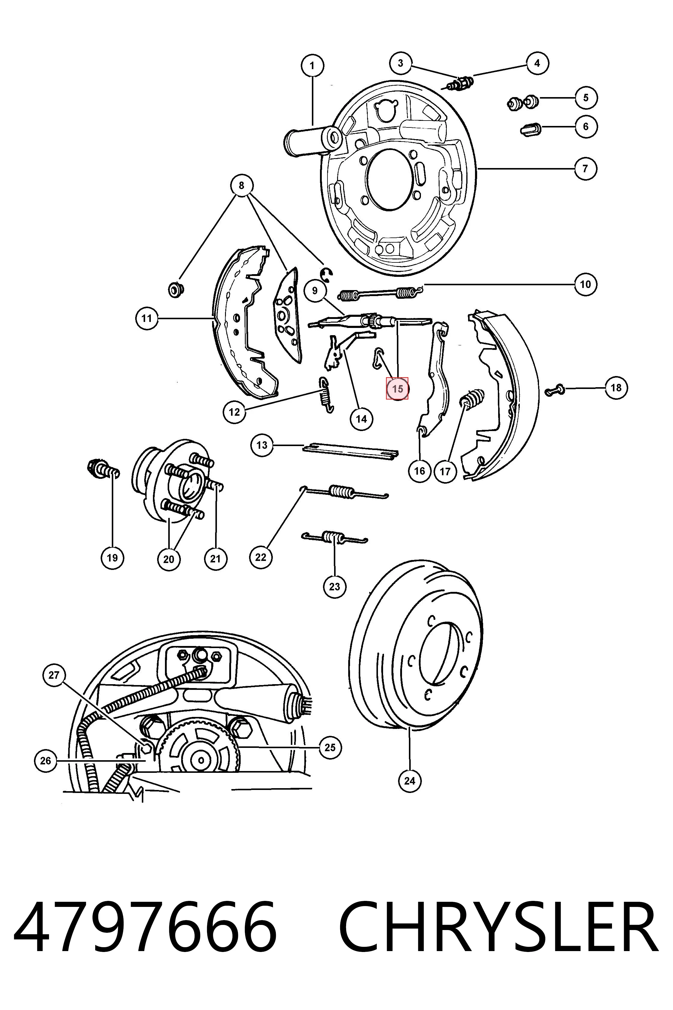 4797666 Chrysler Kit de reparación del mecanismo de ajuste automático de zapatas de freno