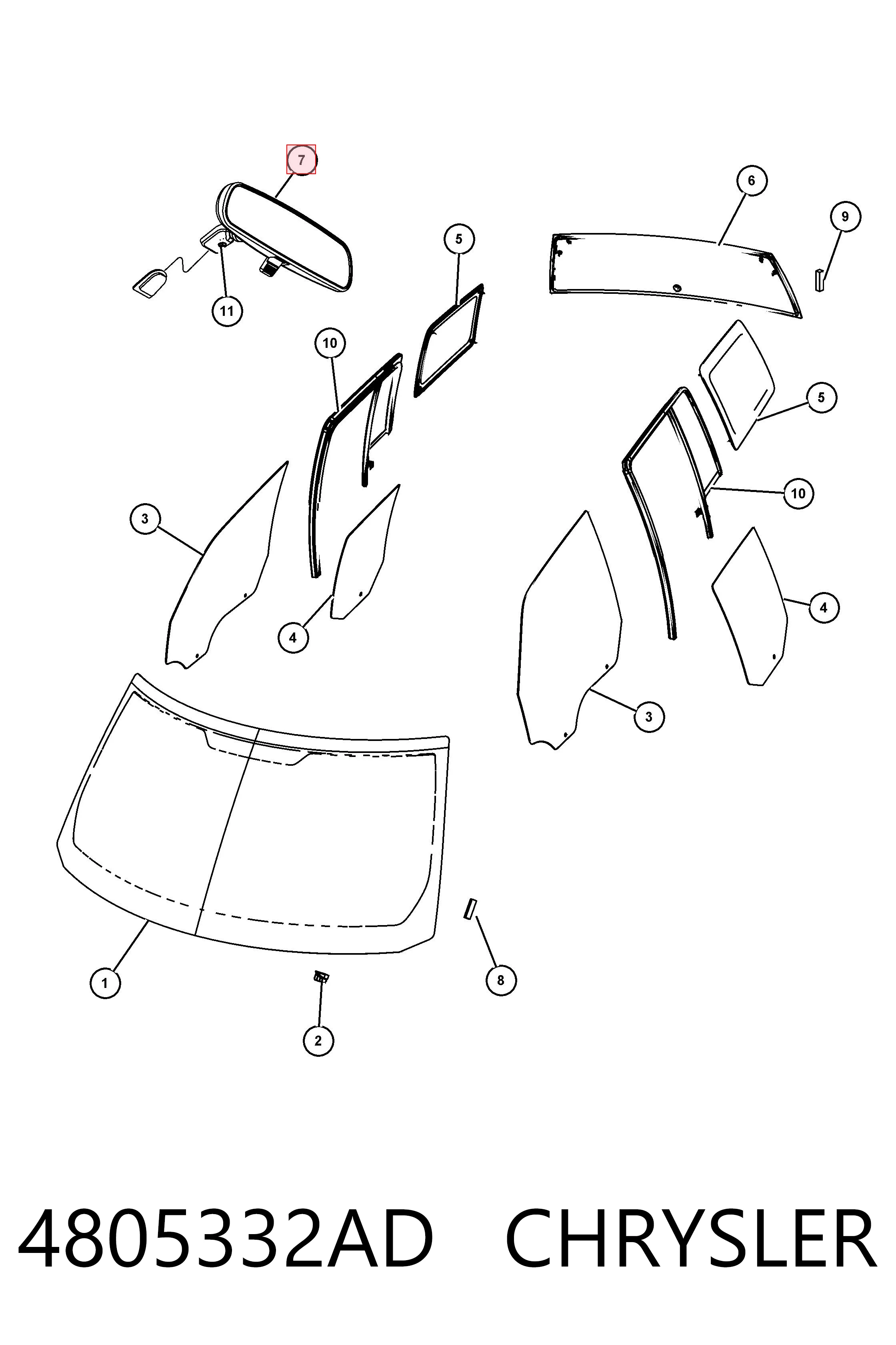 4805332AD Chrysler Espejo retrovisor interior