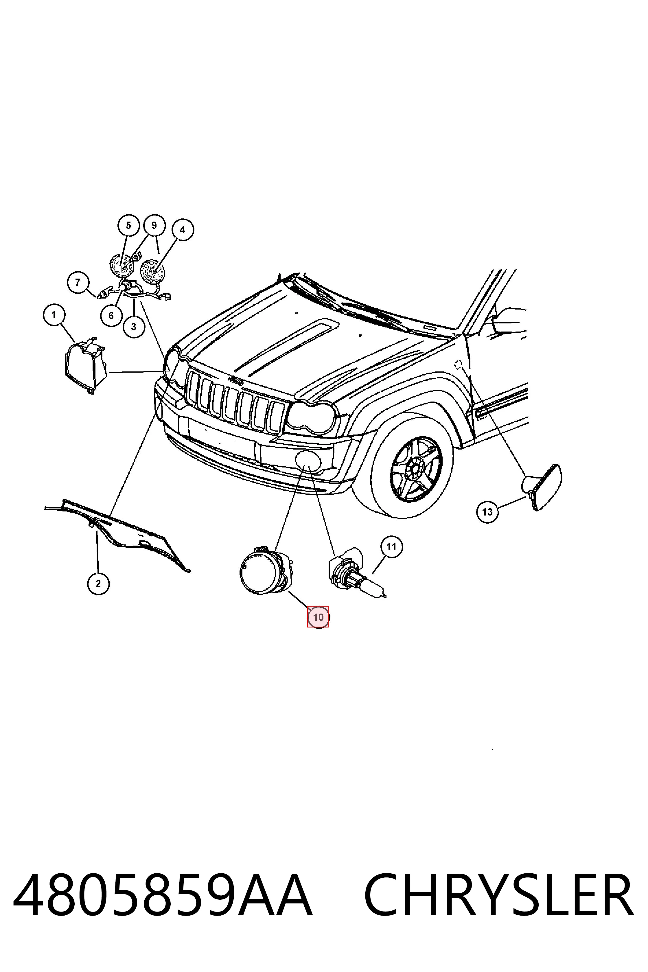 4805859AA Chrysler Faro antiniebla