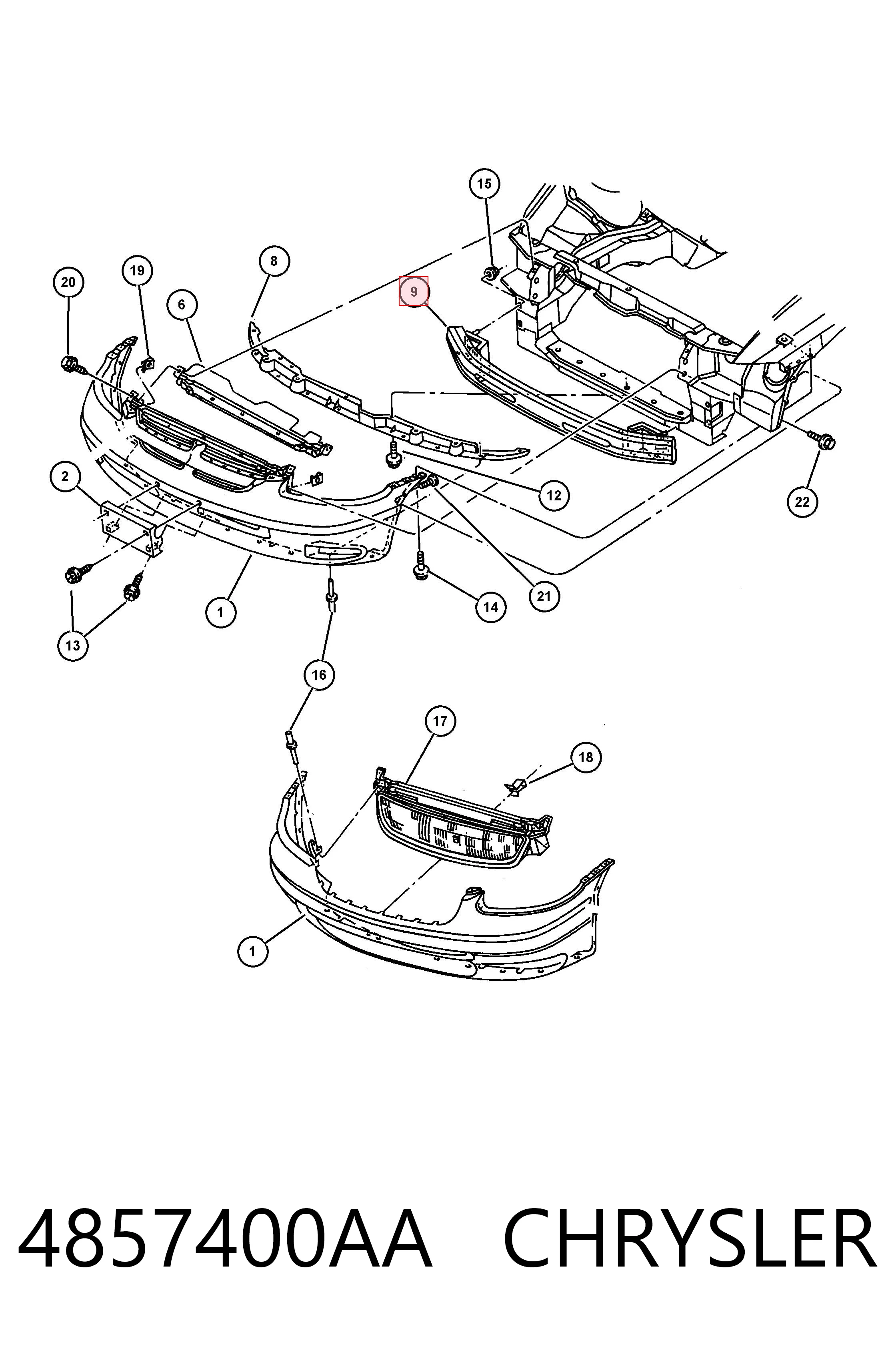 Refuerzo parachoque delantero para Chrysler Voyager II GS 