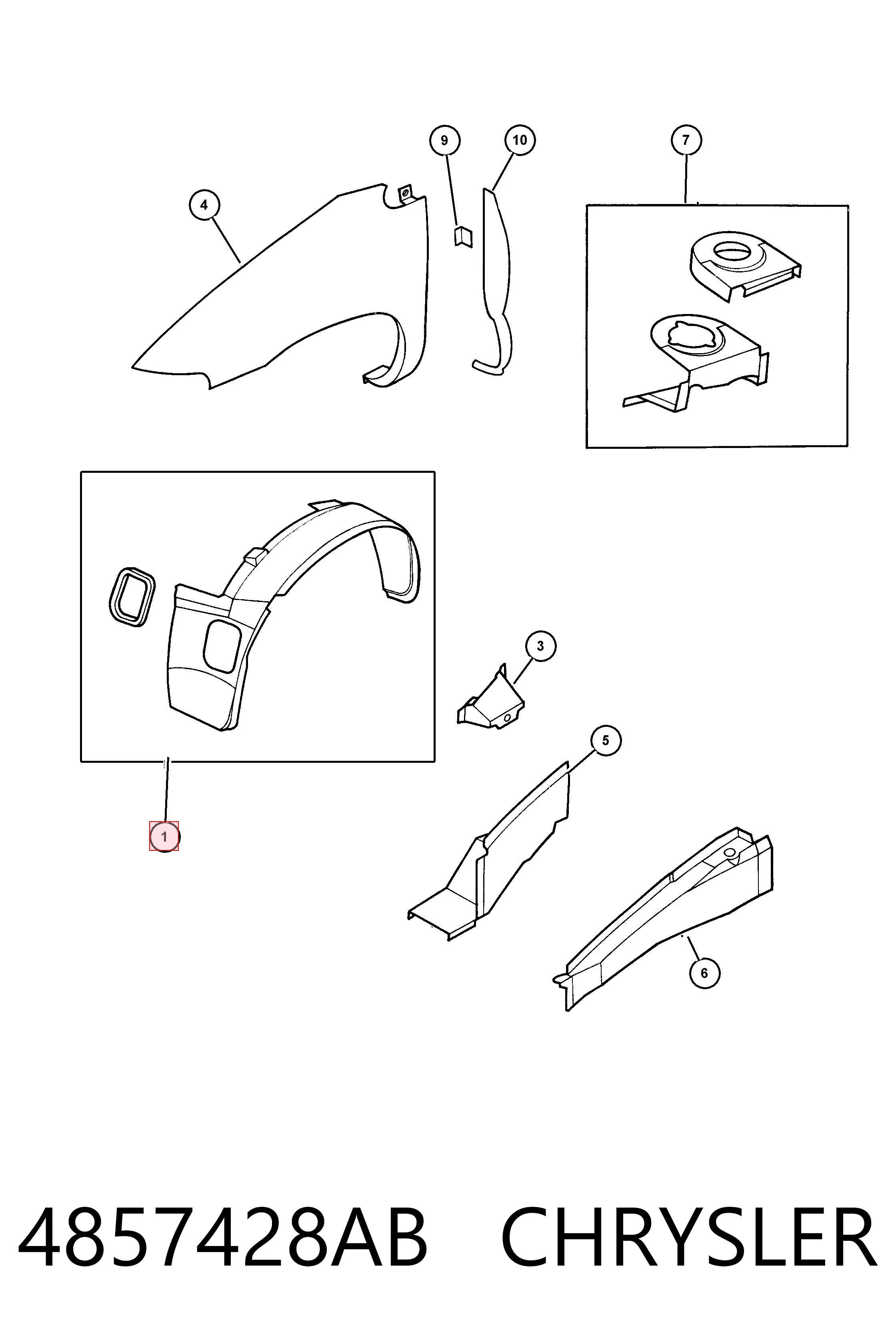 Guardabarros interior derecho, aleta delantera Chrysler Voyager II GS monovolumen (1995 - 2001) precio, desde 27,31 EUR