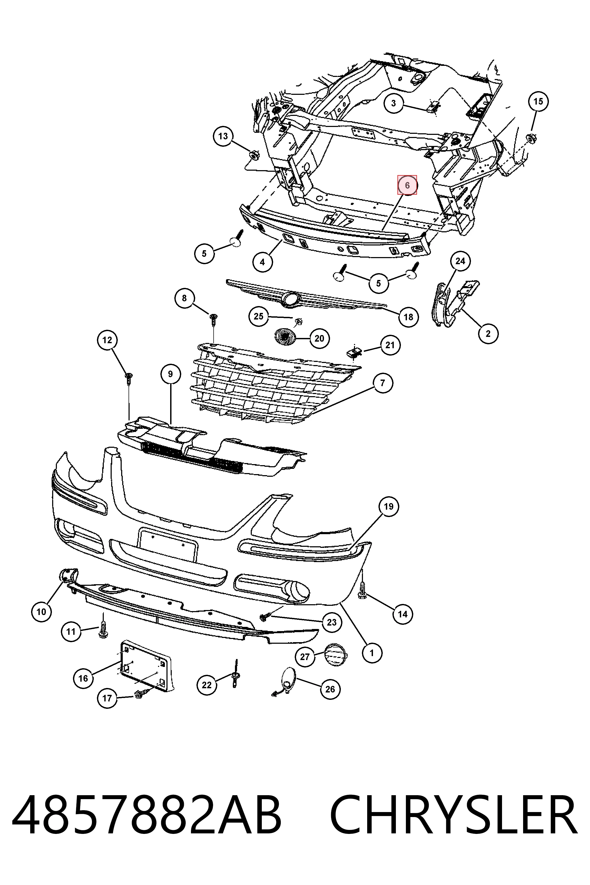 Refuerzo parachoque delantero para Chrysler Voyager III RG, RS