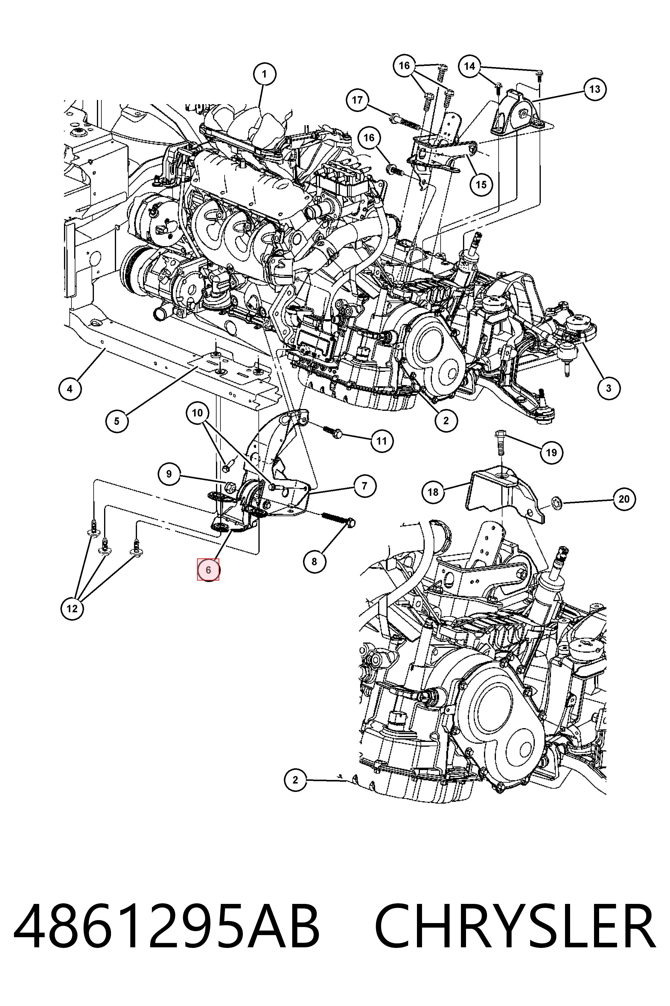 4861295AB Chrysler Soportes de motor delantero