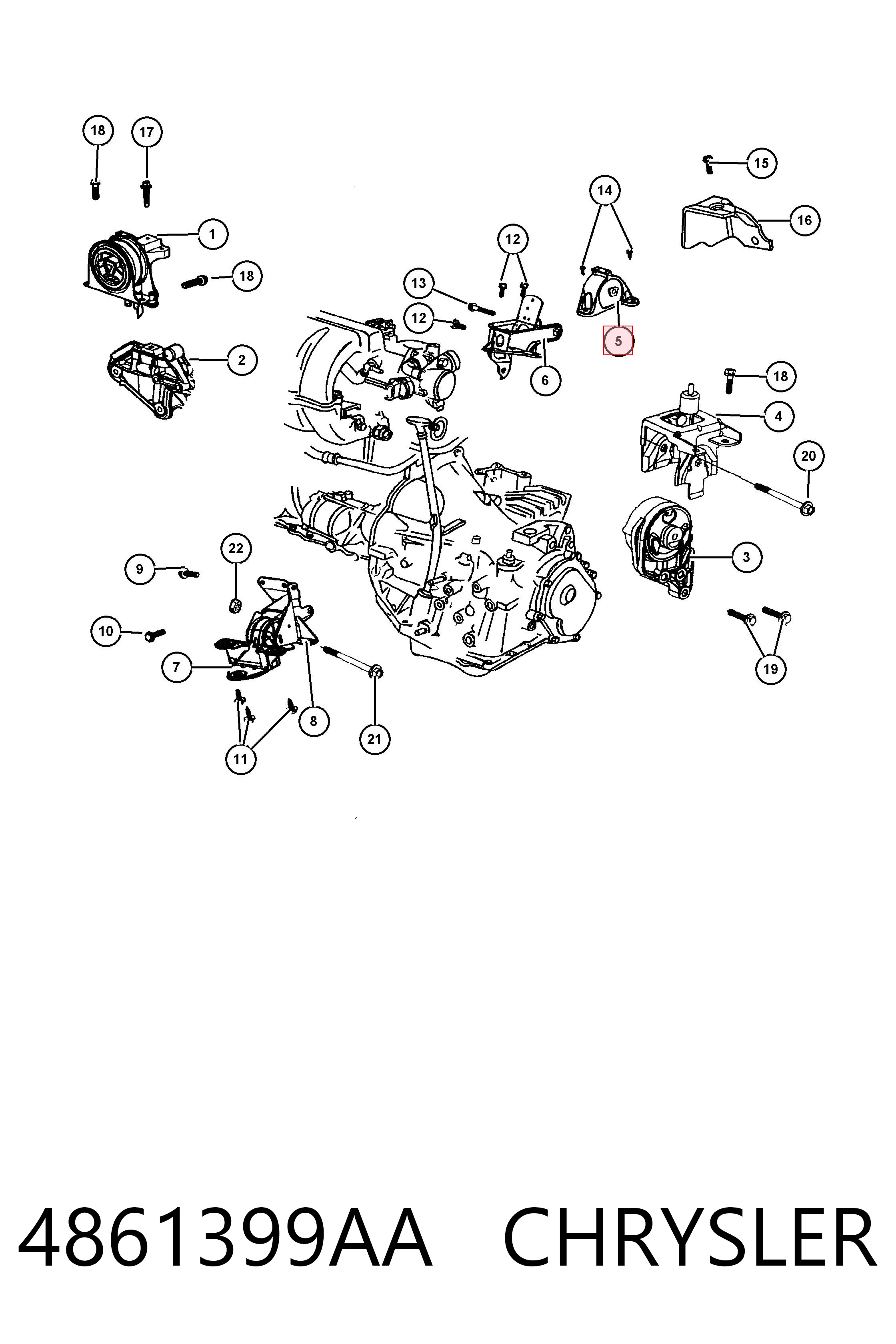 4861399AA Chrysler Soporte de motor derecho
