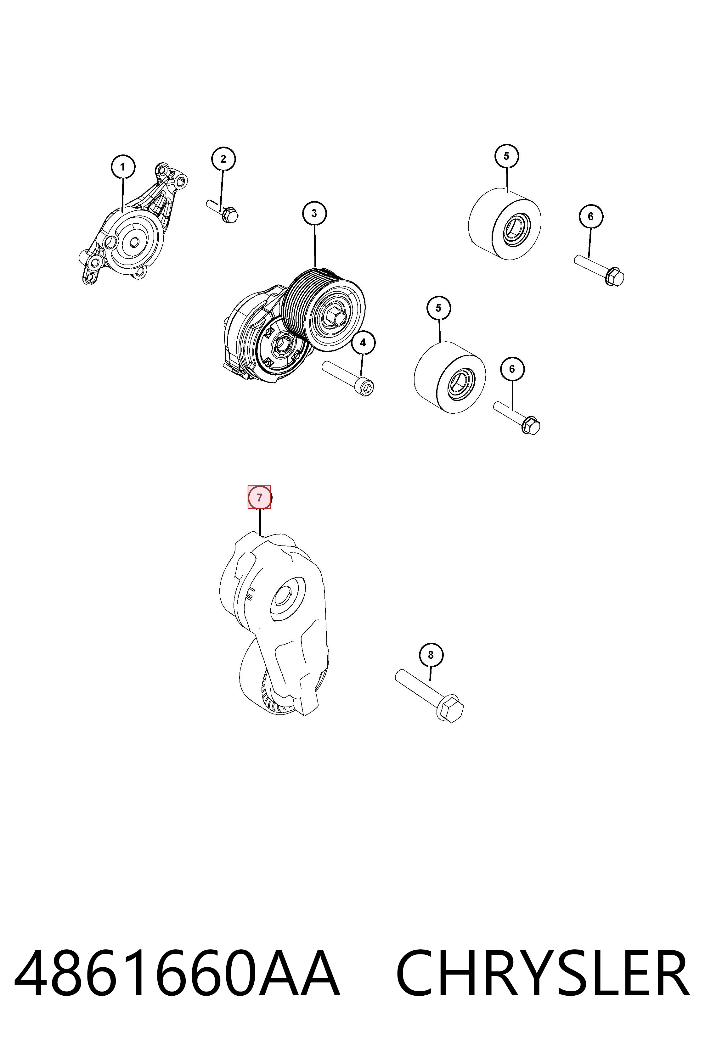 4861660AA Chrysler Tensor de correa de alternador