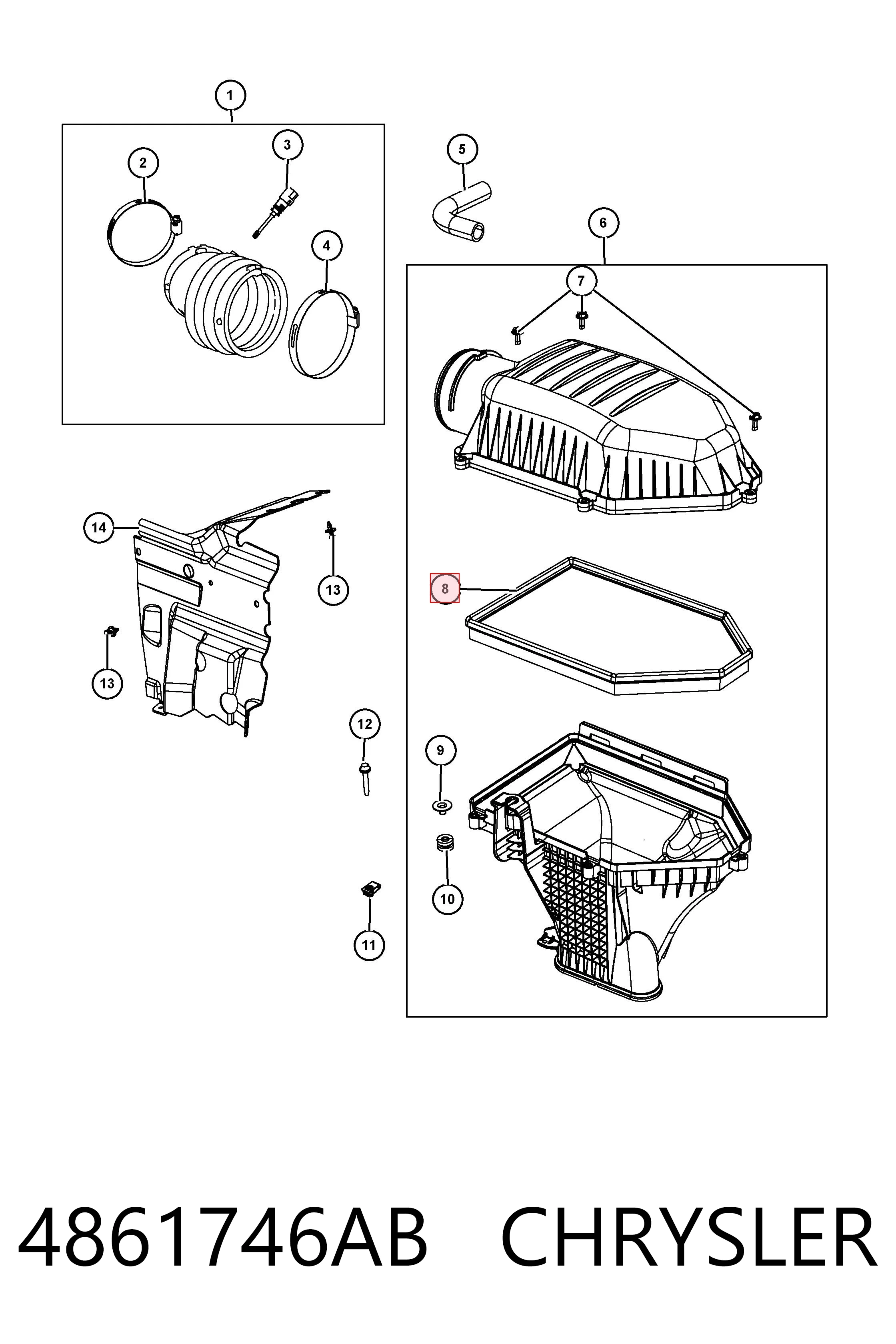 4861746AB Chrysler Filtro de aire de motor