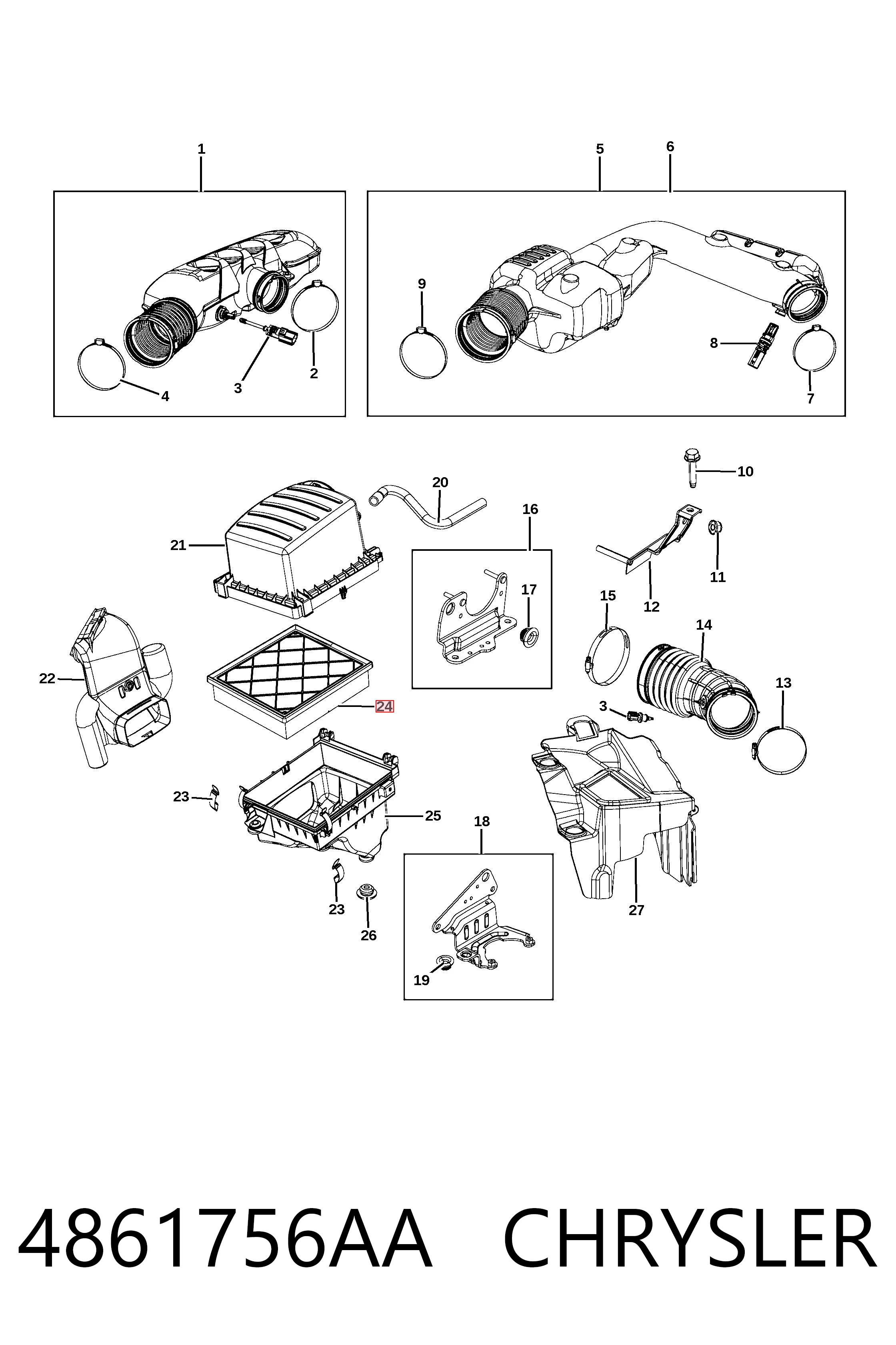 4861756AA Chrysler Filtro de aire de motor