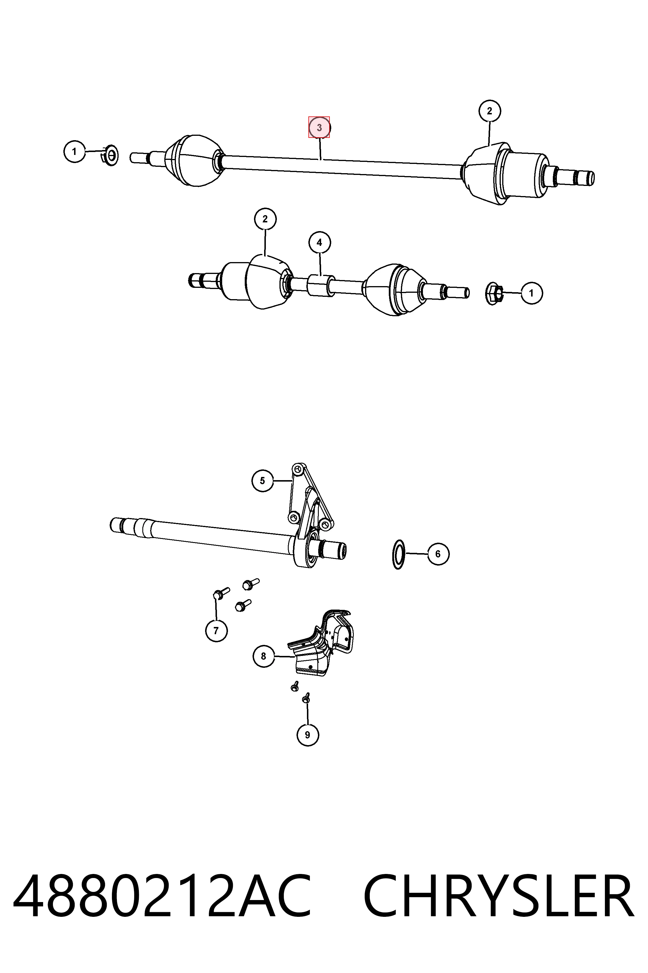 Semieje delantero derecho Fiat/Alfa/Lancia K68193908AC