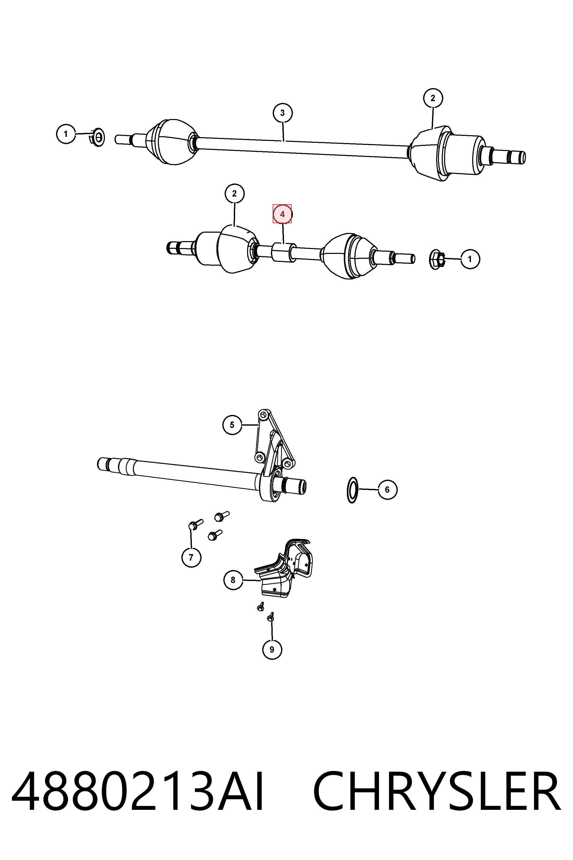 Semieje delantero izquierdo K04880213AG Fiat/Alfa/Lancia