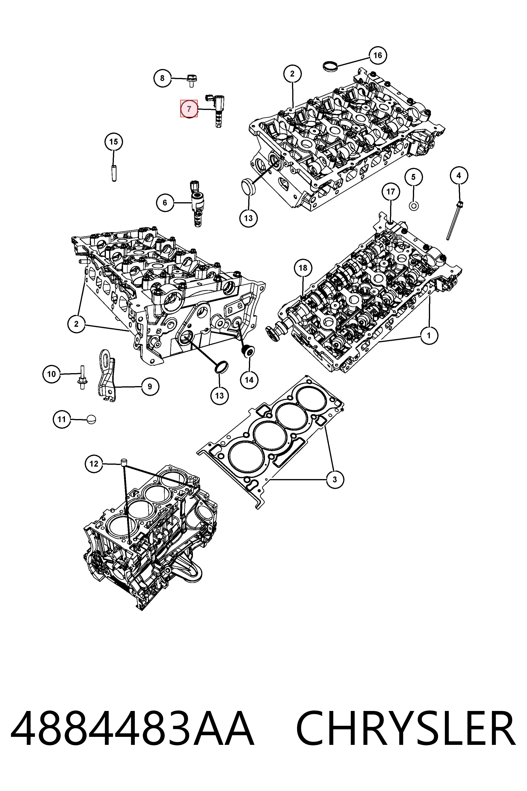 4884483AA Chrysler Válvula control, ajuste de levas