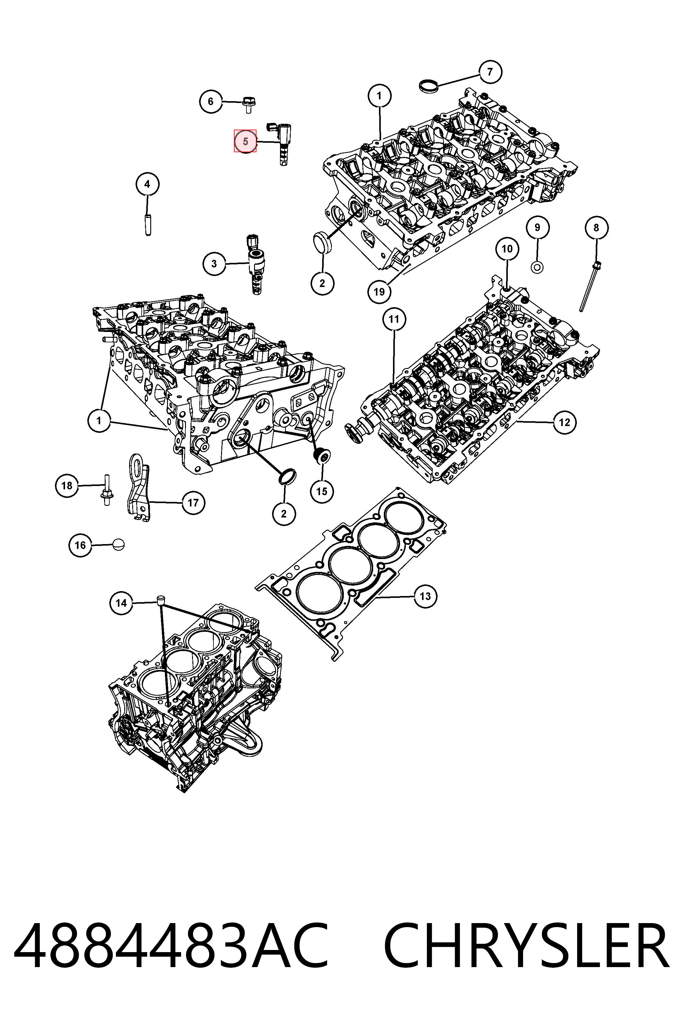 4884483AC Chrysler Válvula control, ajuste de levas