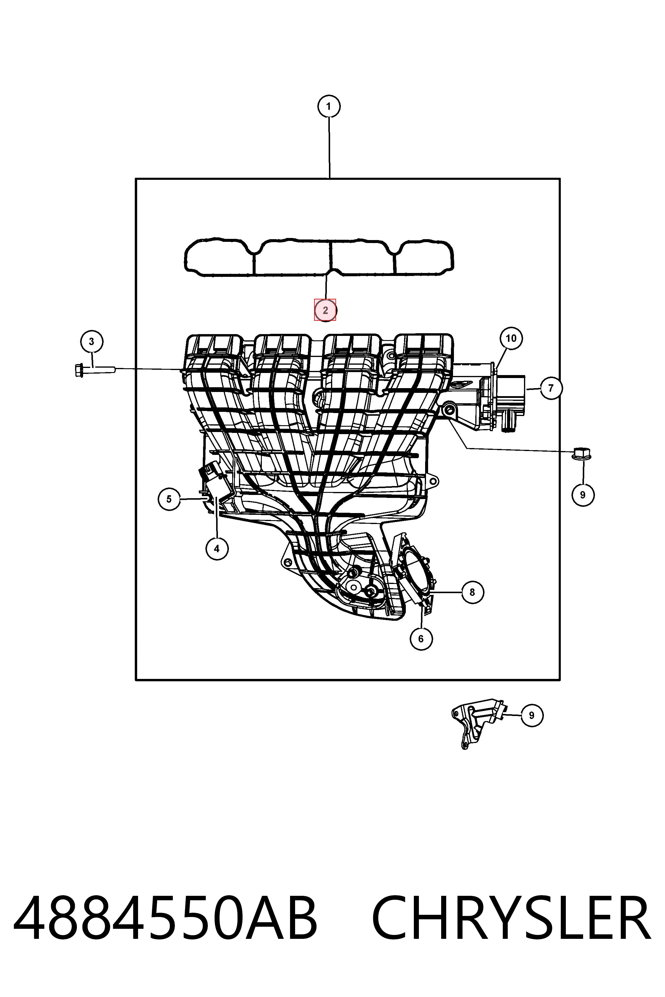 4884550AB Chrysler Juego de juntas, colector de admisión