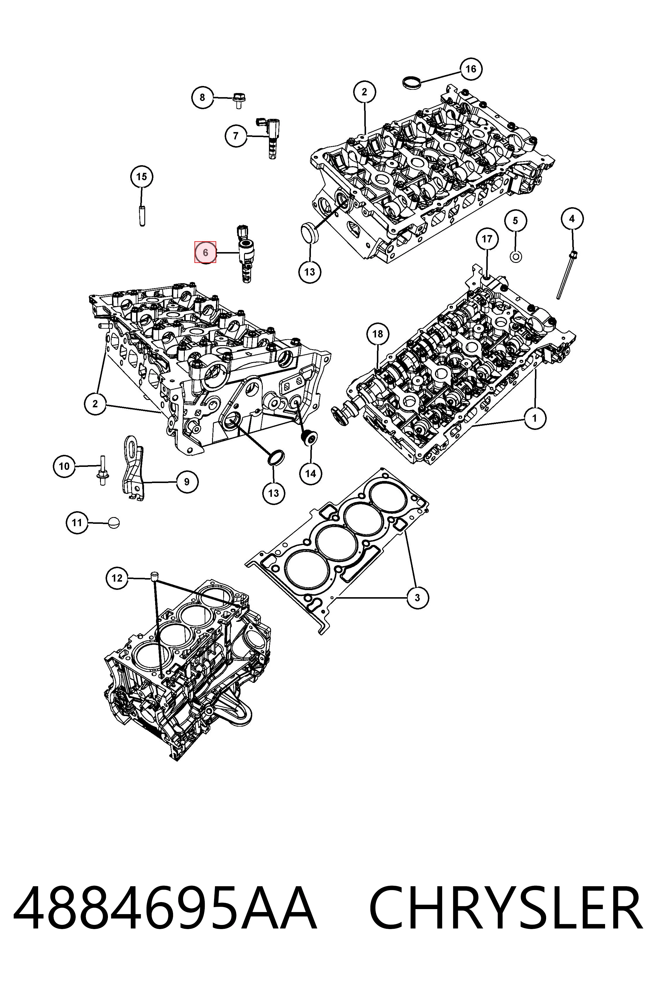 4884695AA Chrysler Válvula control, ajuste de levas