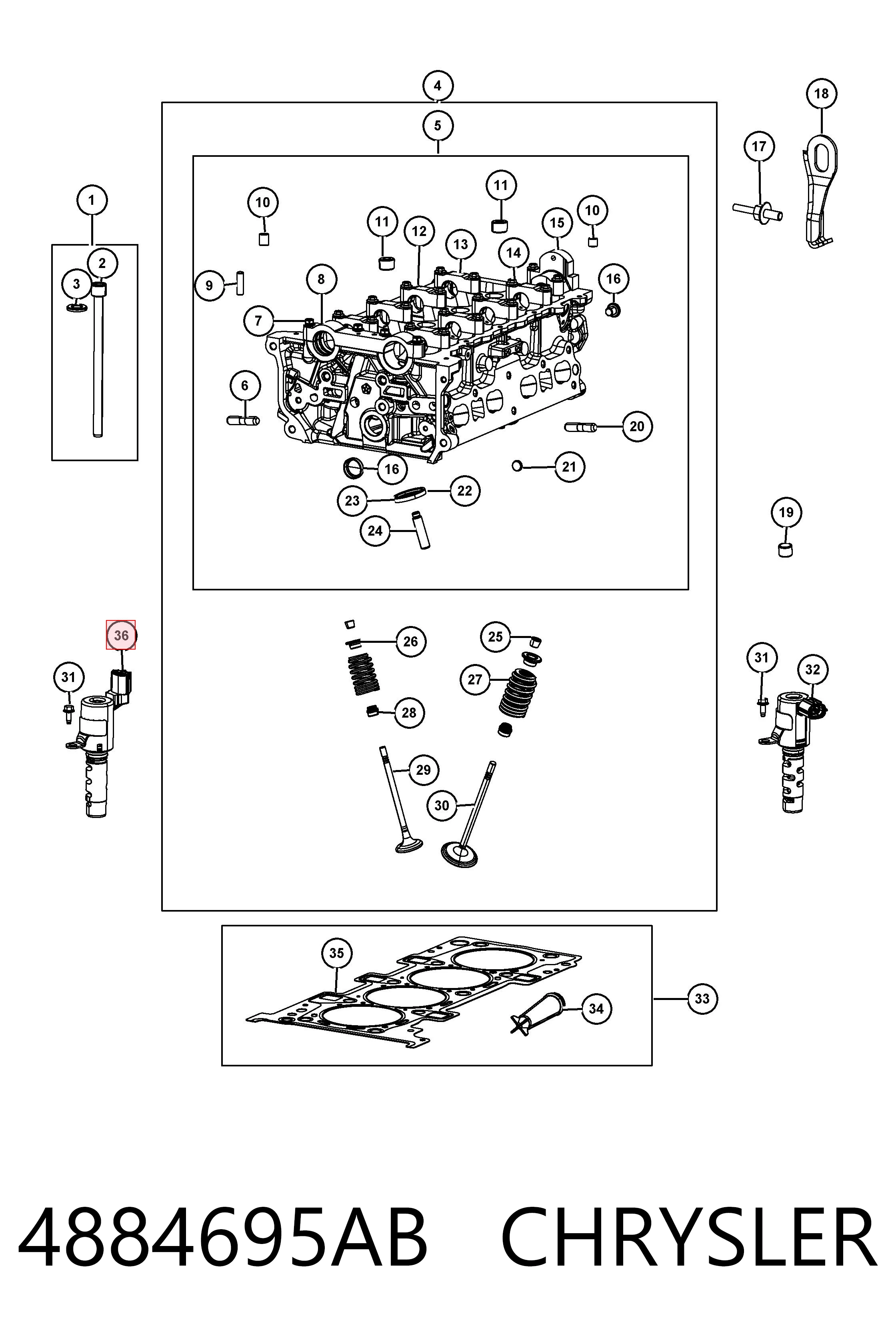 4884695AB Chrysler Válvula control, ajuste de levas