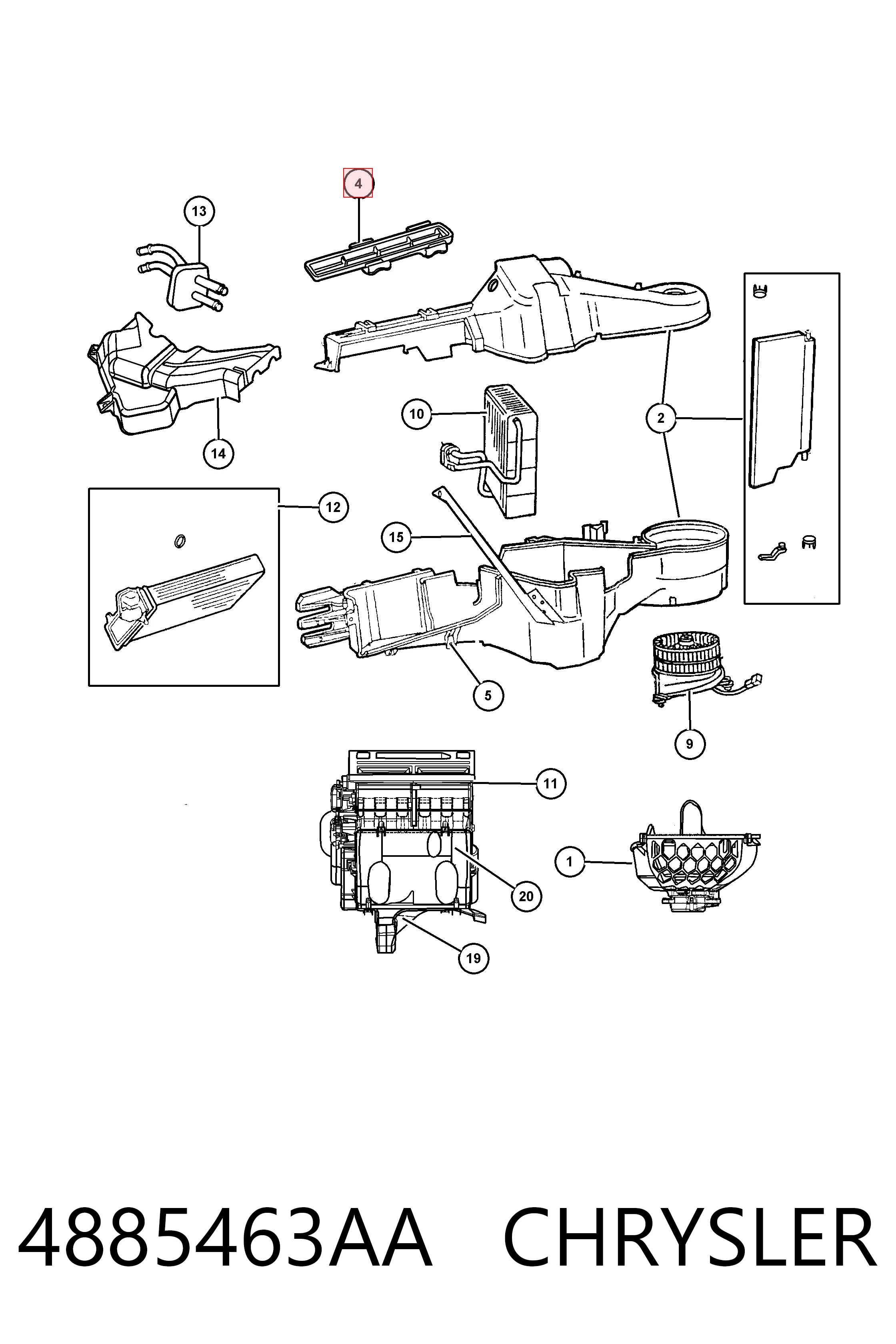 4885463AA Chrysler Marco del filtro de habitáculo