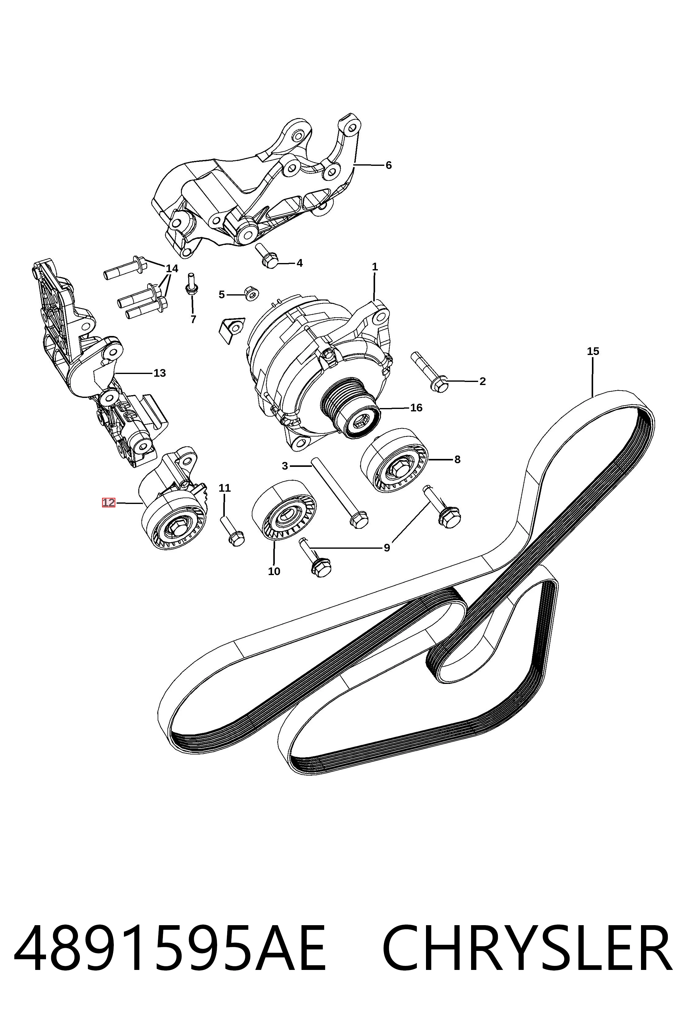 4891595AE Chrysler Tensor de correa de alternador