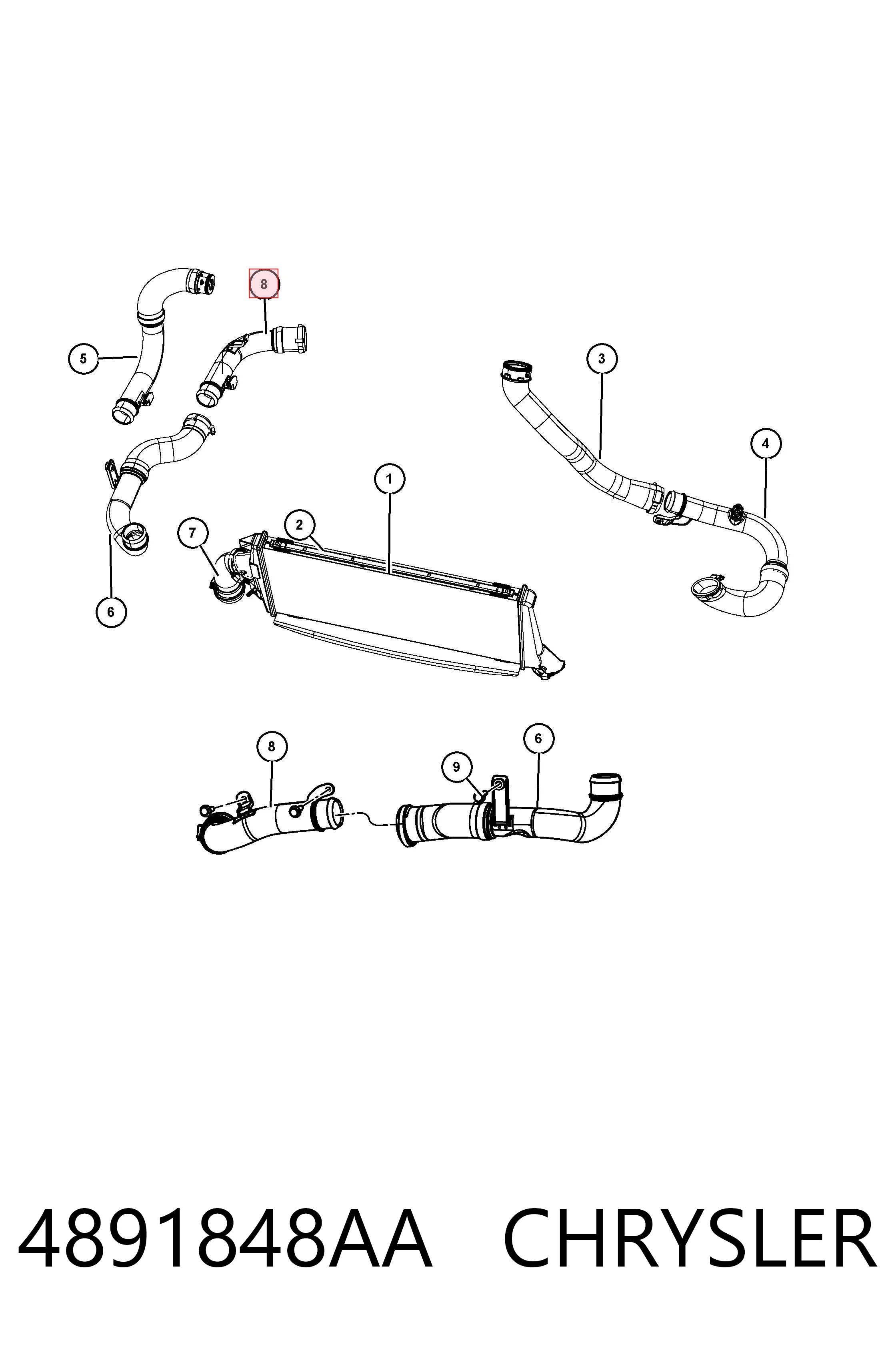Manguera del intercooler 4891848AA CHRYSLER