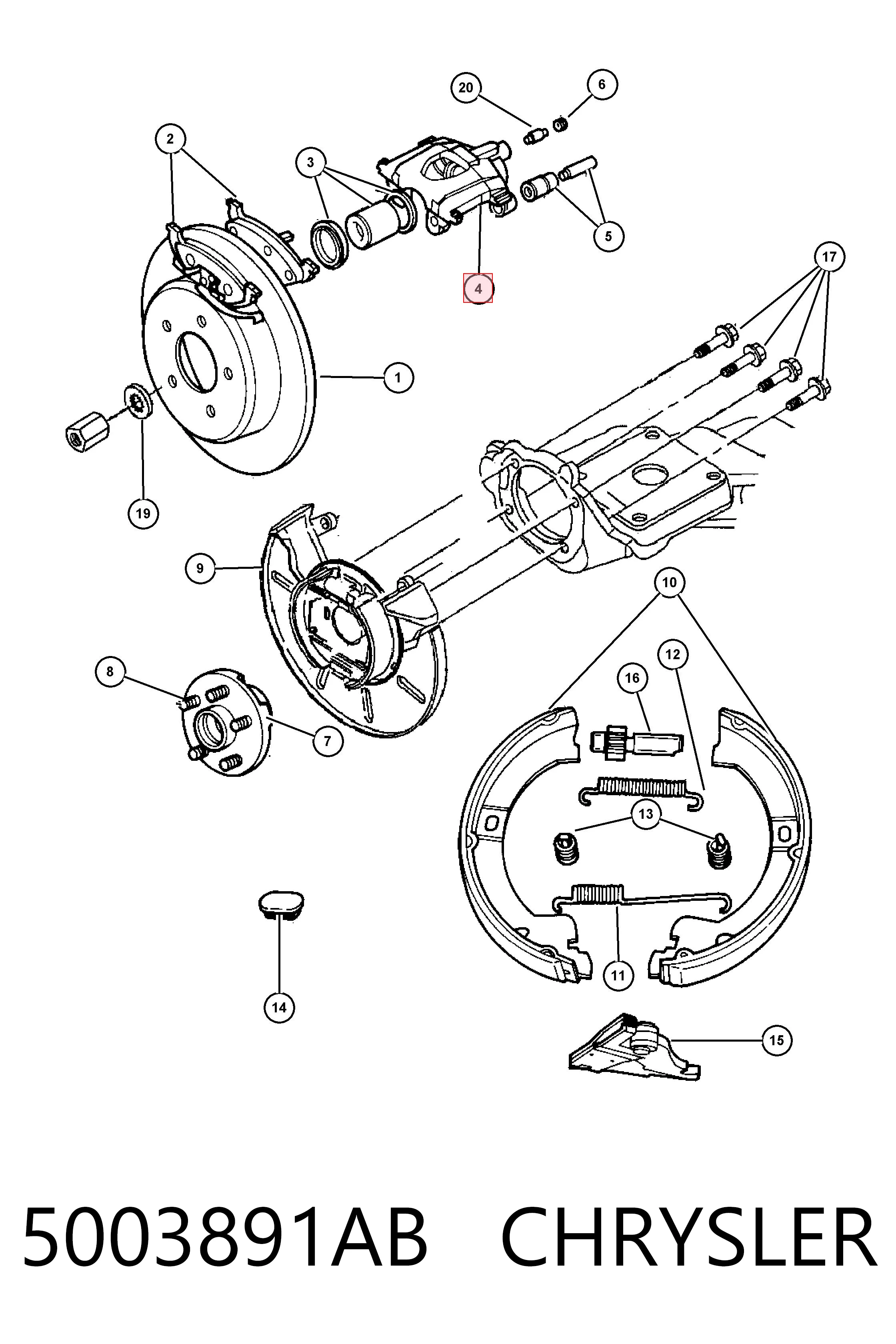5003891AB Chrysler Pinza de freno trasera