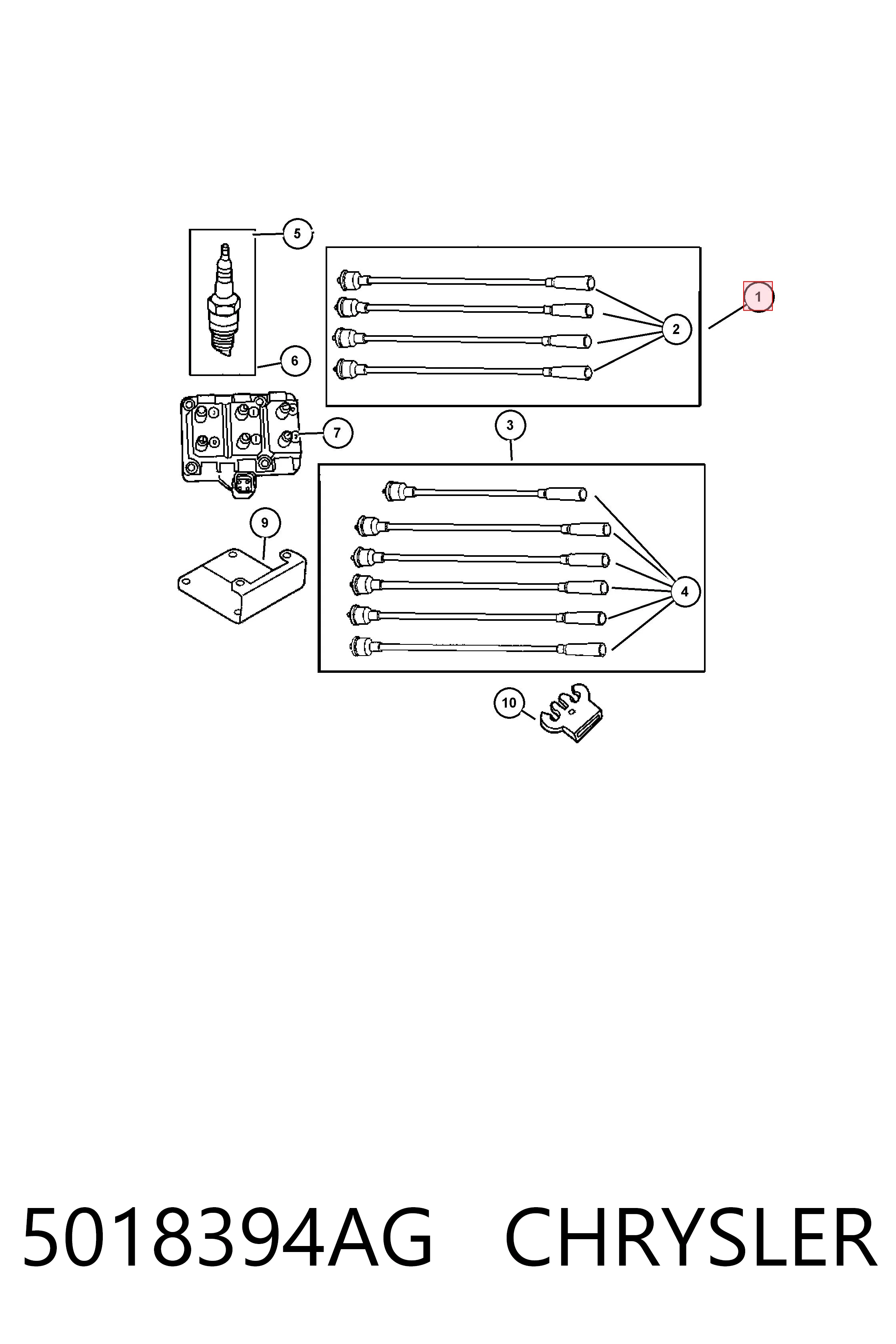 5018394AG Chrysler Cables de alta tensión, juego