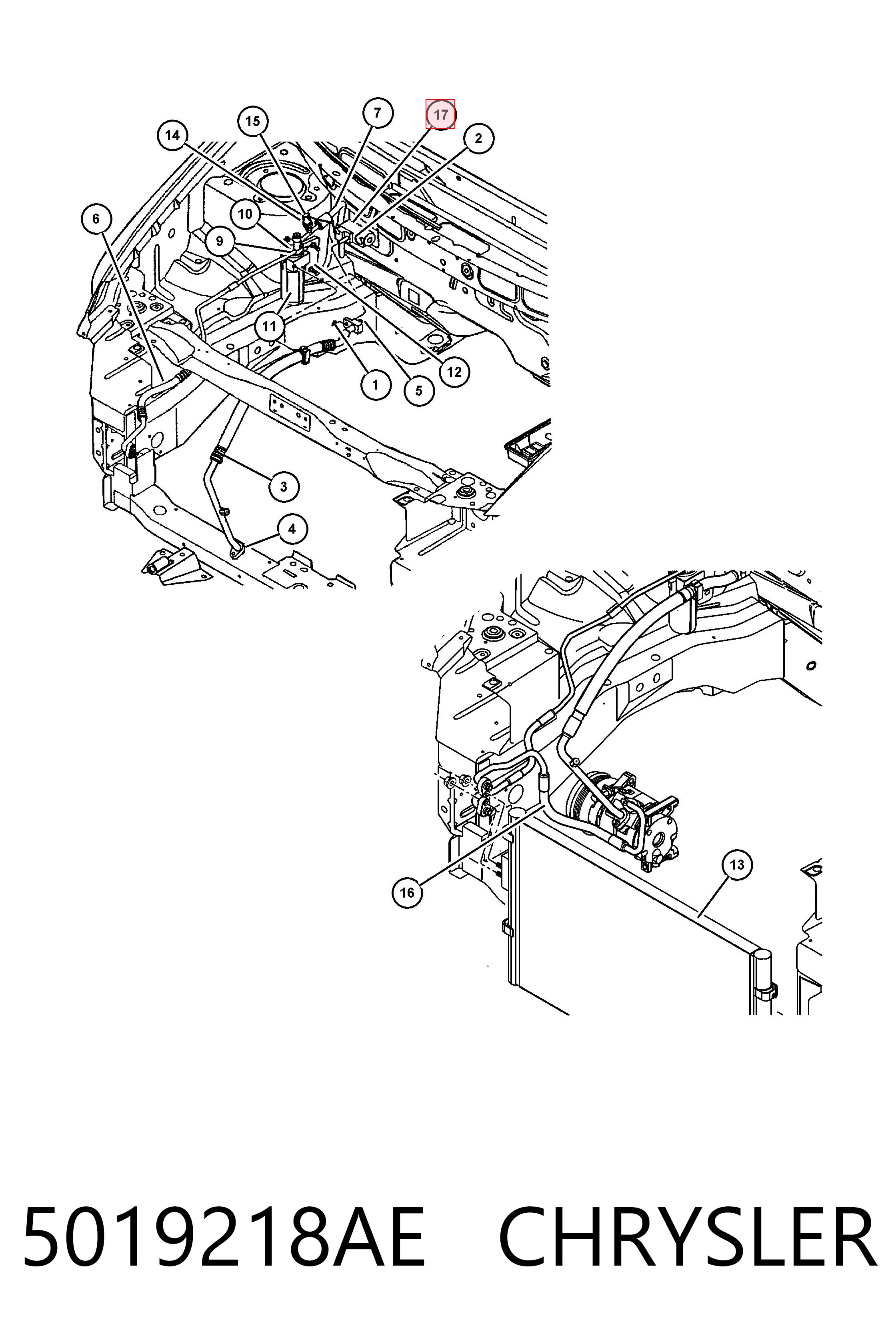 Válvula TRV del aire acondicionado 5019218AE CHRYSLER