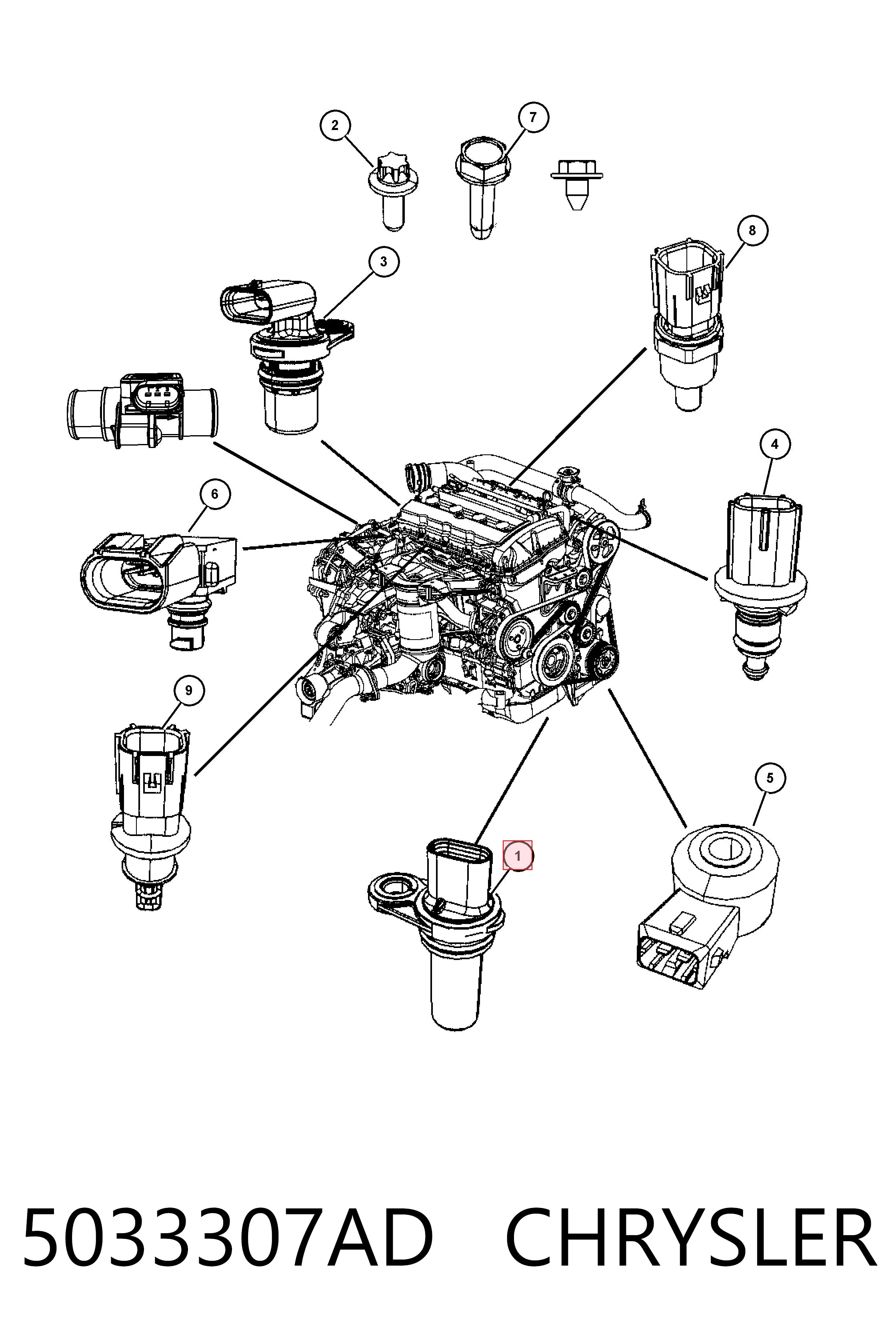 5033307AD Chrysler Sensor de posición del cigüeñal