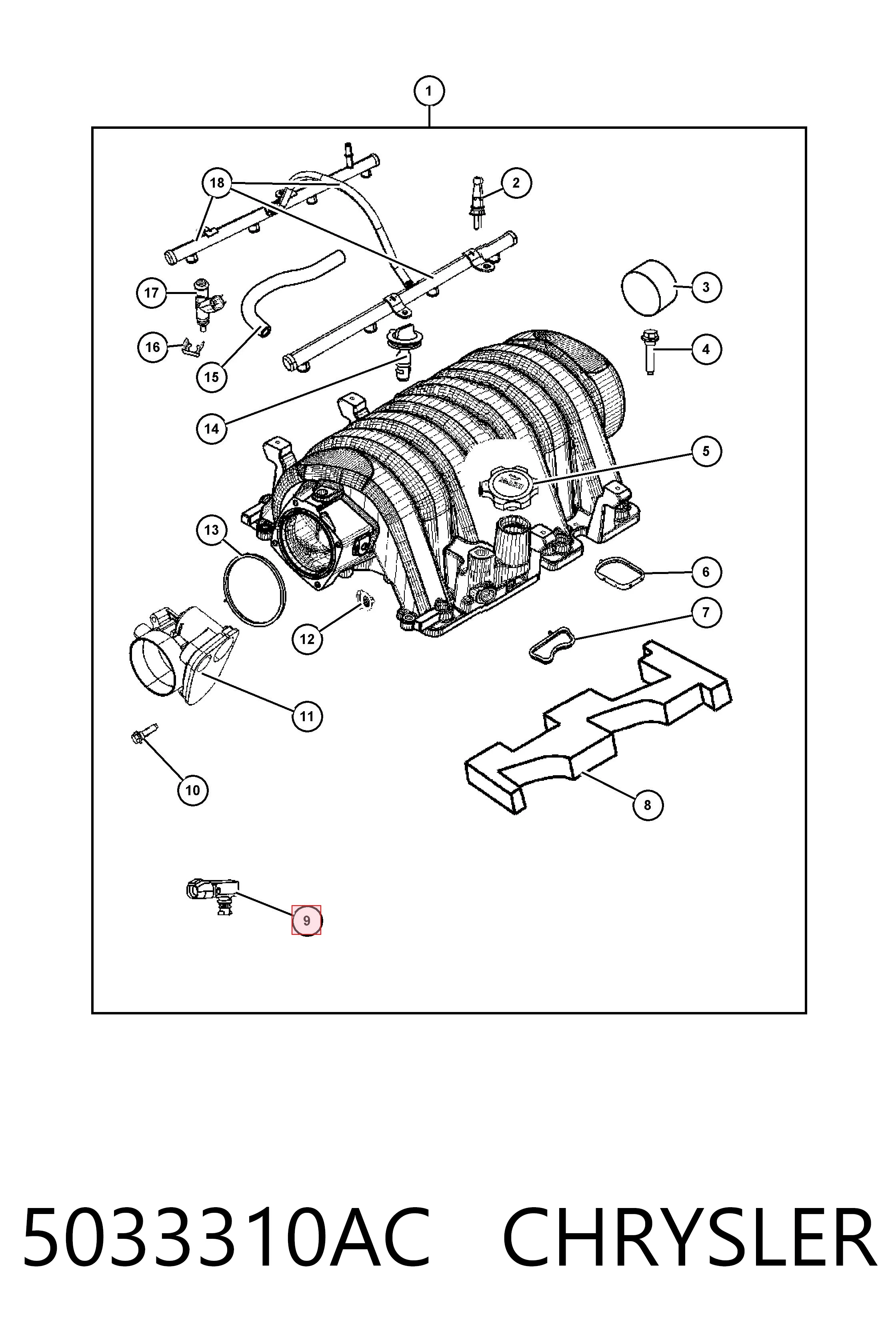 5033310AC Chrysler Sensor, presión colector de admisión 