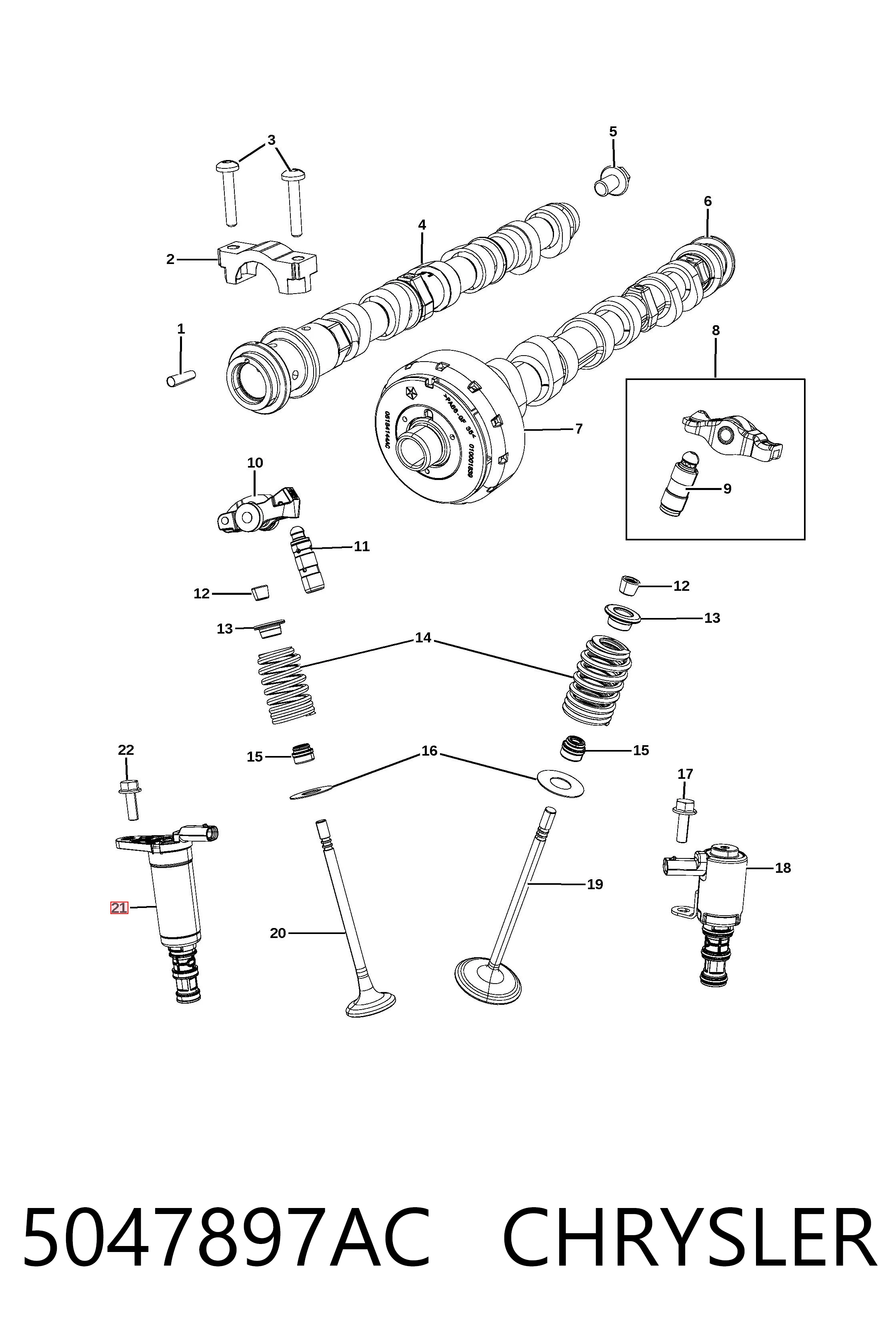5047897AC Chrysler Válvula control, ajuste de levas