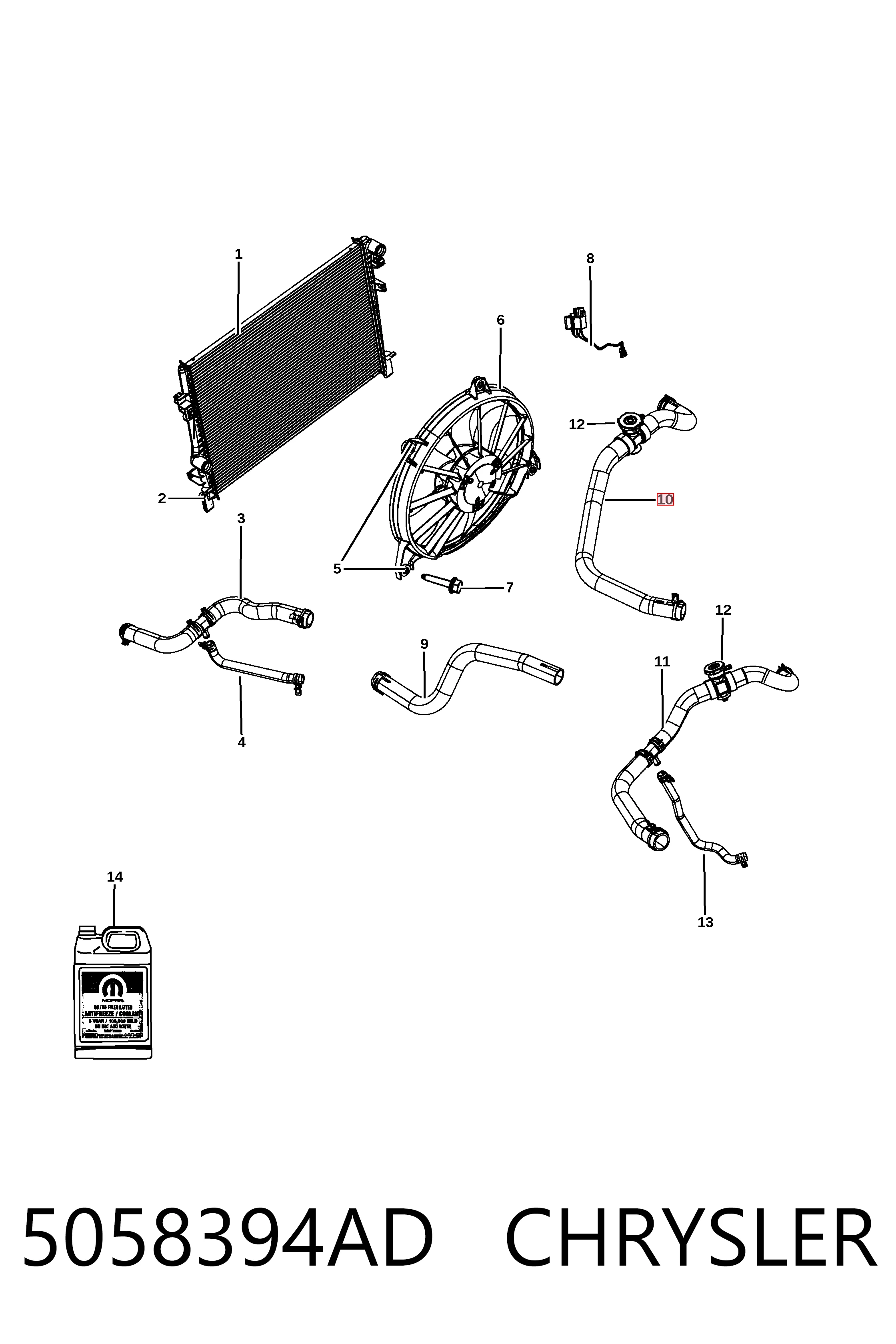 5058394AD Chrysler Manguera superior del radiador