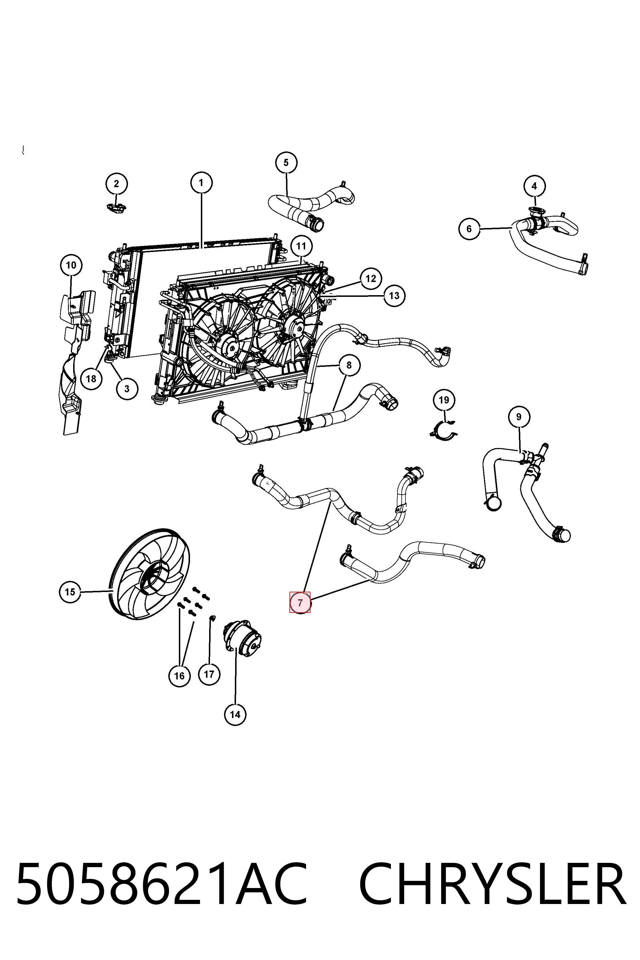 5058621AC Chrysler Manguera inferior del radiador