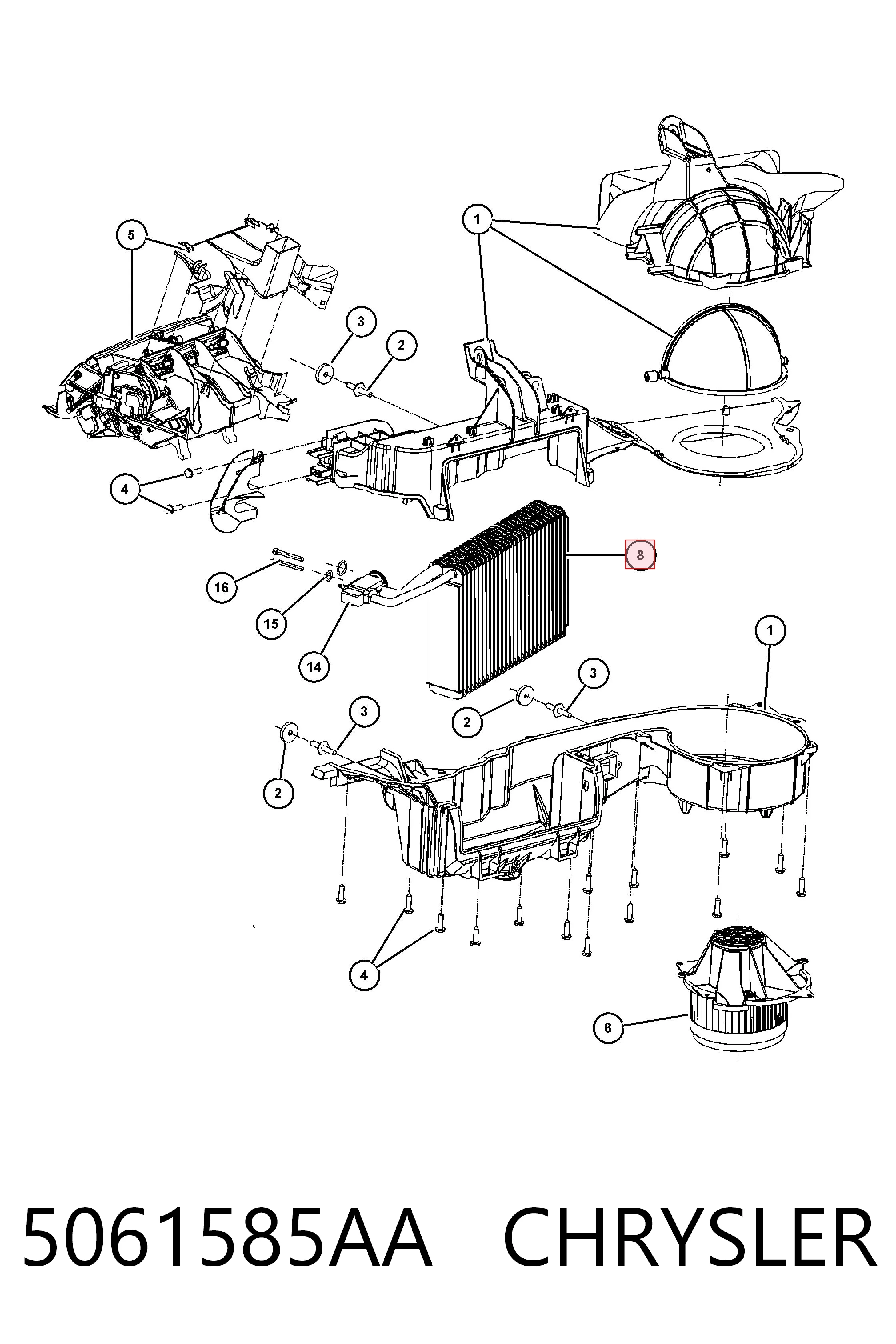 Evaporador, aire acondicionado para Chrysler 300 C 