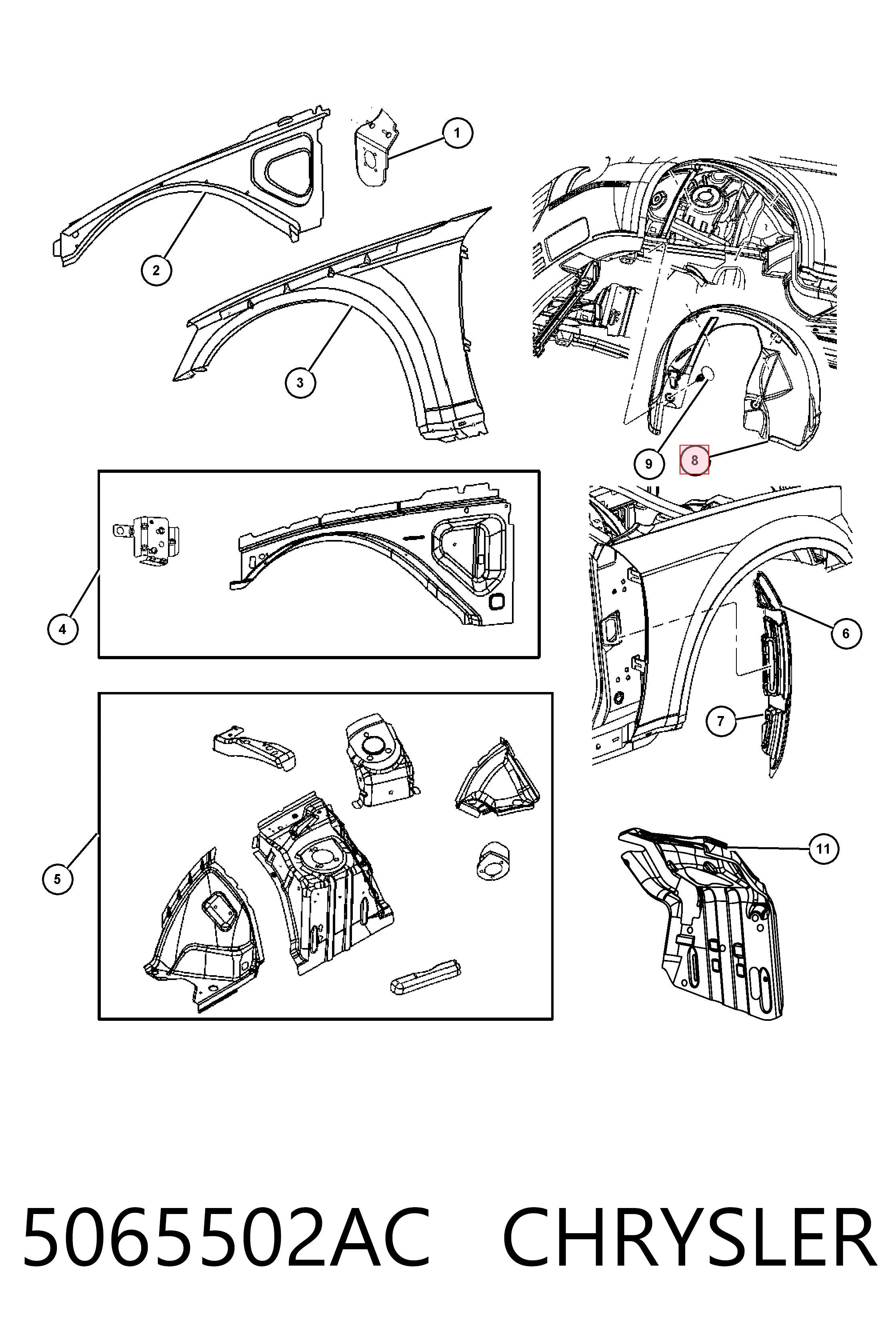 Paso rueda delantero derecho para Chrysler 300 C 
