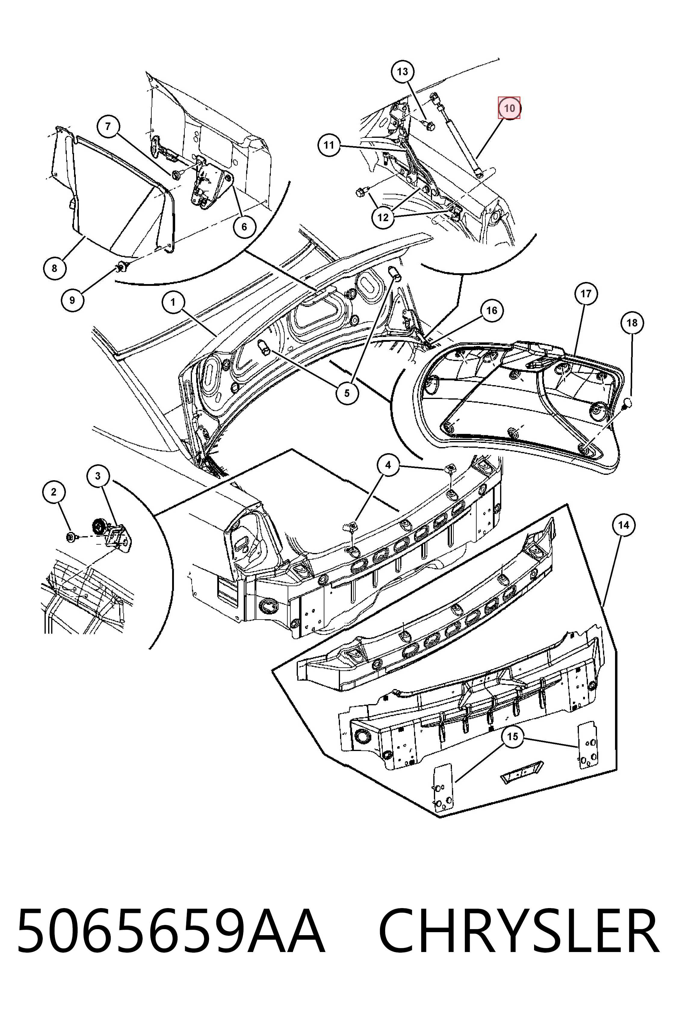 5065659AA Chrysler Amortiguador de porton